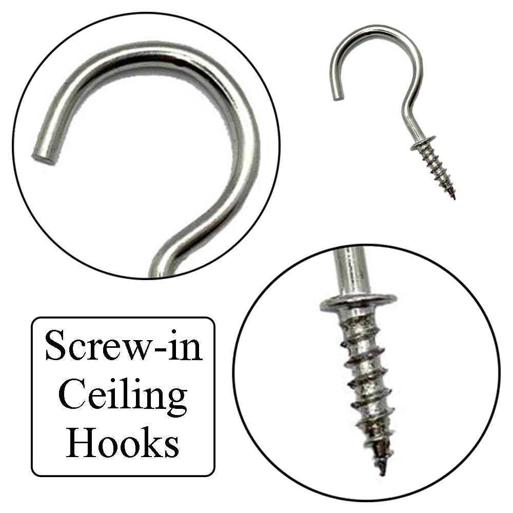 50 Pcs Nickel Plated Screw-in Ceiling Hooks - 1 Inch Silver Cup Hooks for Cabinet, Shelf & Home Organization | Perfect for Hanging Plants, Lights & Decor