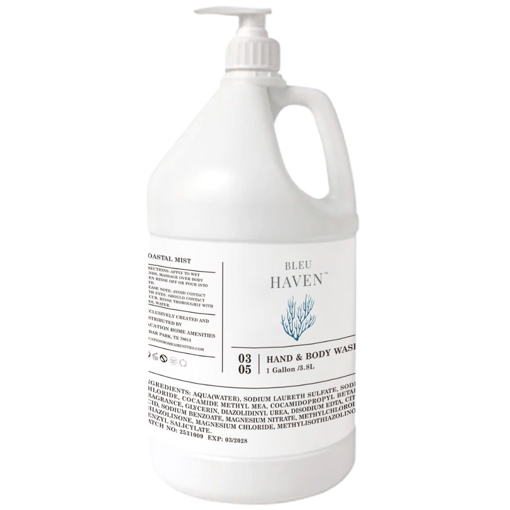 Bleu Haven Hand & Body Wash Refill - Coastal Mist Scent | Natural & Moisturizing Body Wash for Sensitive Skin | Perfect for Bathroom, Spa & Travel Use