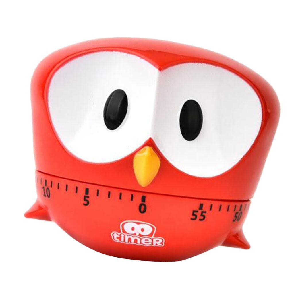 Owl-Shaped Manual Kitchen Timer - Red, Cute & Functional Egg Timer for Cooking, Baking, Coffee Brewing | Perfect for Home, Restaurant & Classroom Use