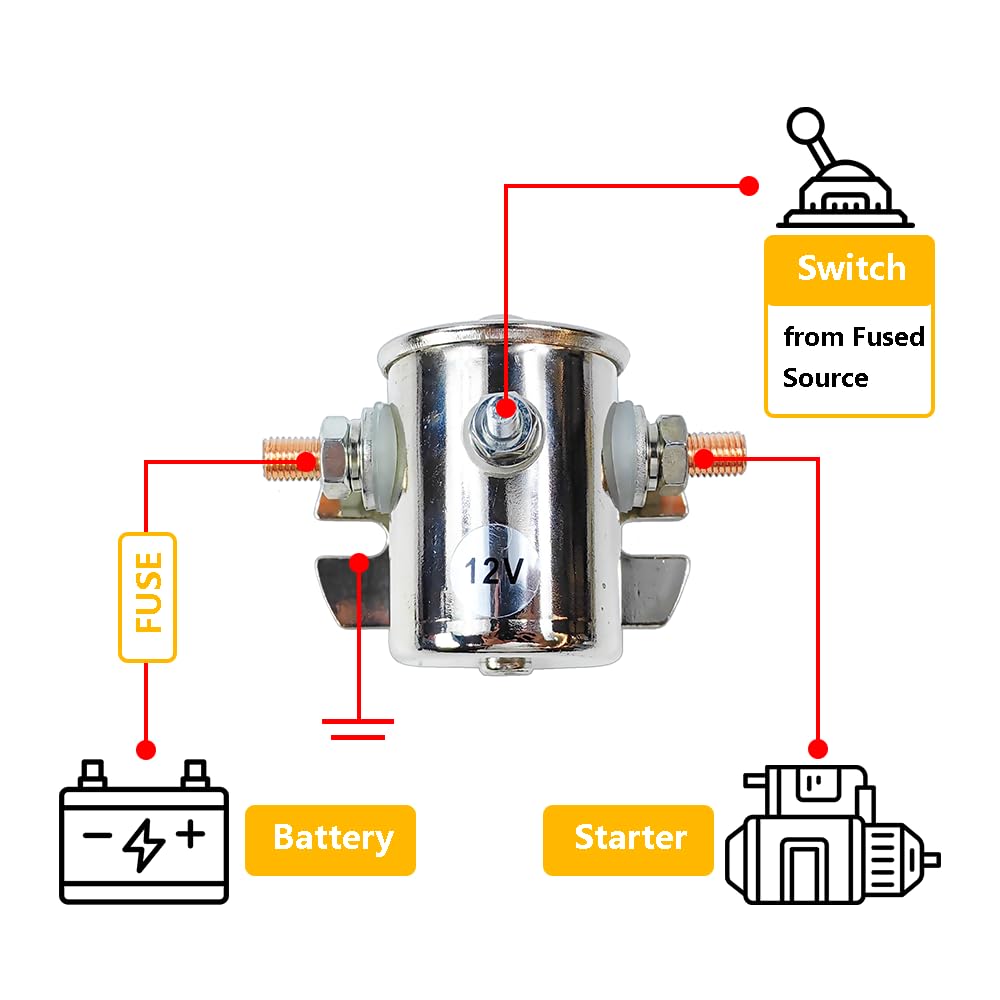 12V 200A Heavy Duty Continuous Duty Solenoid Relay - Nickel Plated 3-Terminal SPST 12VDC | Compatible with Trombetta, Maxon, Waltco, Delco | Ideal for Golf Carts, Winches, Marine & Off-Road Vehicles