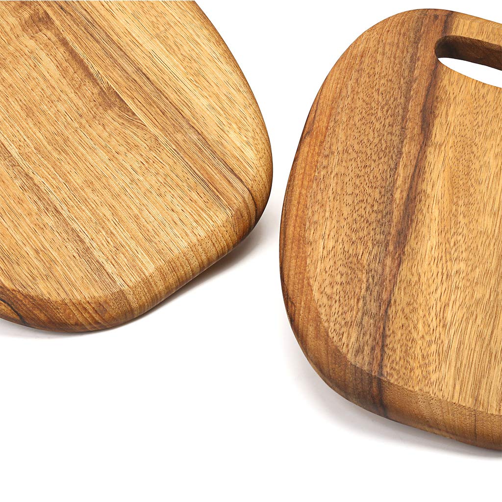 Premium Solid Wood Round Chopping Board with Handle - 2cm Thick Kitchen Cutting Board for Bread, Fruits & Desserts - 2 Size Options - Perfect for Home Kitchen, Baking & Food Presentation