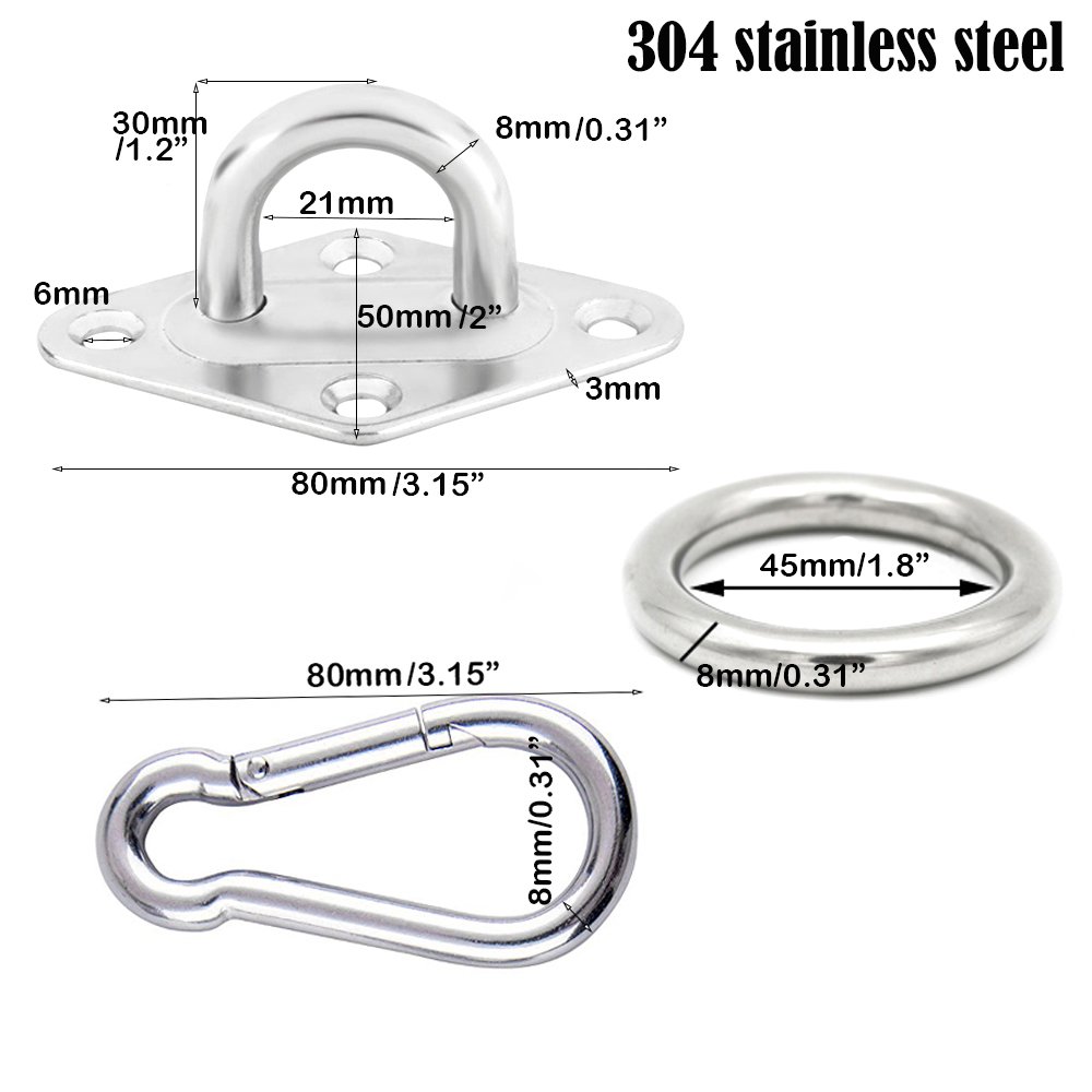 Heavy Duty TooTaci Hammock Hook - 1100lb Capacity Hammock Hanging Kit with 304 Stainless Steel Ceiling Hook, O Ring & Bolt Screws - Indoor/Outdoor Wall Mount for Hammocks, Swing Chairs & Porch Swings - Perfect for Backyard, Patio, Camping & Relaxation