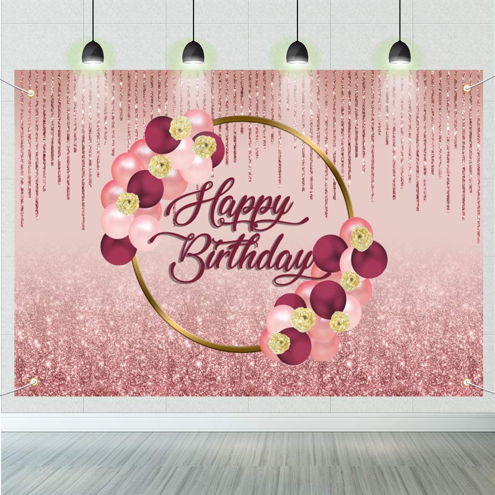 CSFOTO 6x3.6ft Rose Gold Birthday Backdrop - Elegant 16th Birthday Party Decorations for Women | Perfect for Sweet 16 Celebrations, Photo Booths & Special Events