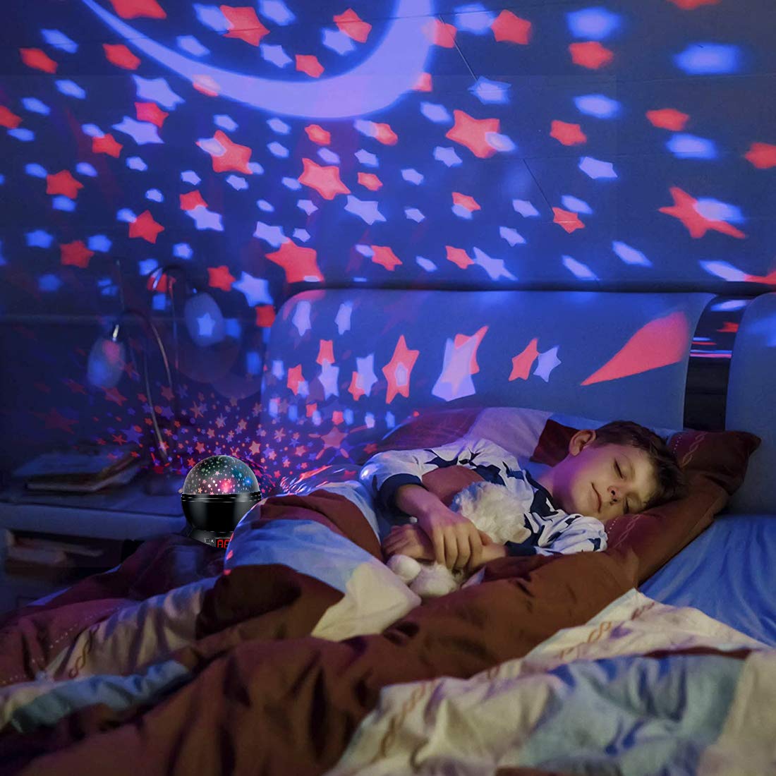 MOKOQI Star Projector Night Light with Timer - Galaxy Moon Projector for Kids Room, Glow in The Dark Stars & Moon for Baby & Toddler Sleep Aid (Ages 2-14) - Perfect Birthday Gift for Boys & Girls - Black | Bedroom Decor, Nursery Lighting, Relaxation & Sleep Therapy