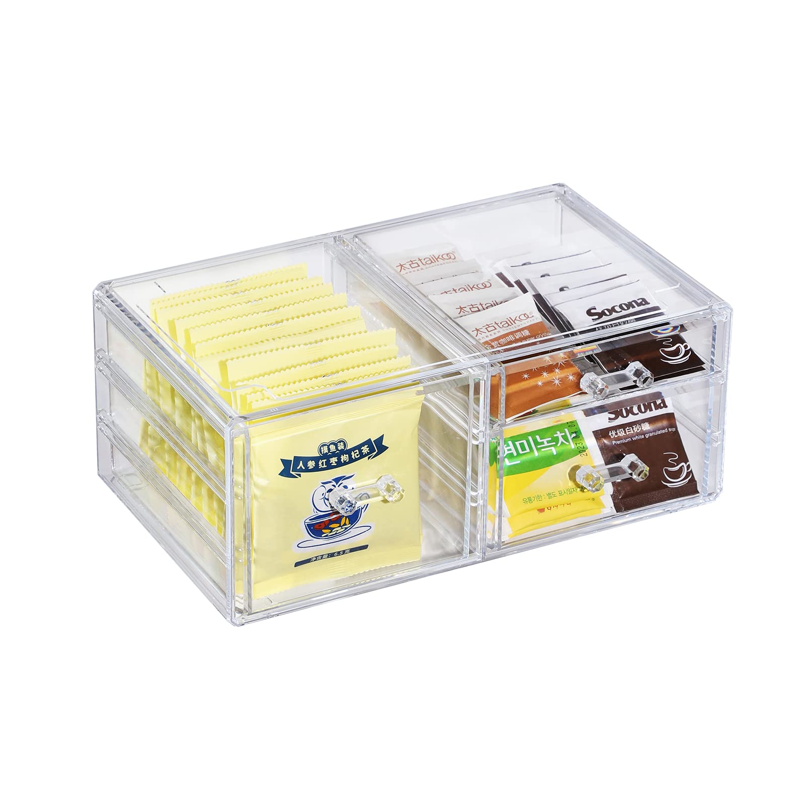 Clear Acrylic Stackable Storage Drawers - 3-Tier Desktop Organizer for Office, Jewelry, Makeup & Beauty Products | Perfect for Vanity, Hair Clips, Skincare & Desk Organization