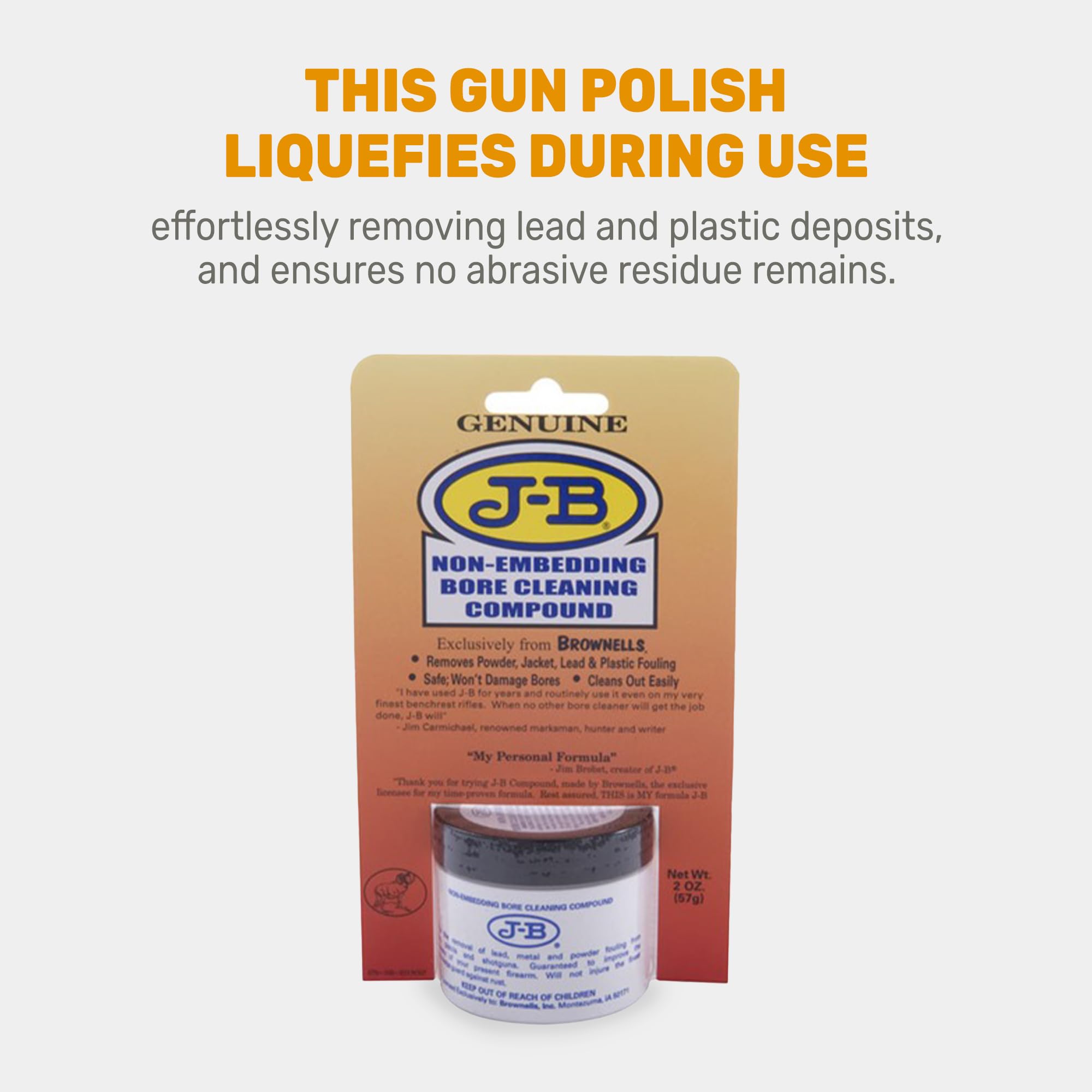 Brownells J-B Non-Embedding Bore Cleaning Compound - Gun Barrel Cleaner Solvent & Oil-Paste for Firearm Maintenance - Gunsmithing Tools & Cleaning Supplies - 2 oz (57g) Jar - Perfect for Rifle, Pistol & Shotgun Barrel Cleaning at Home or Range