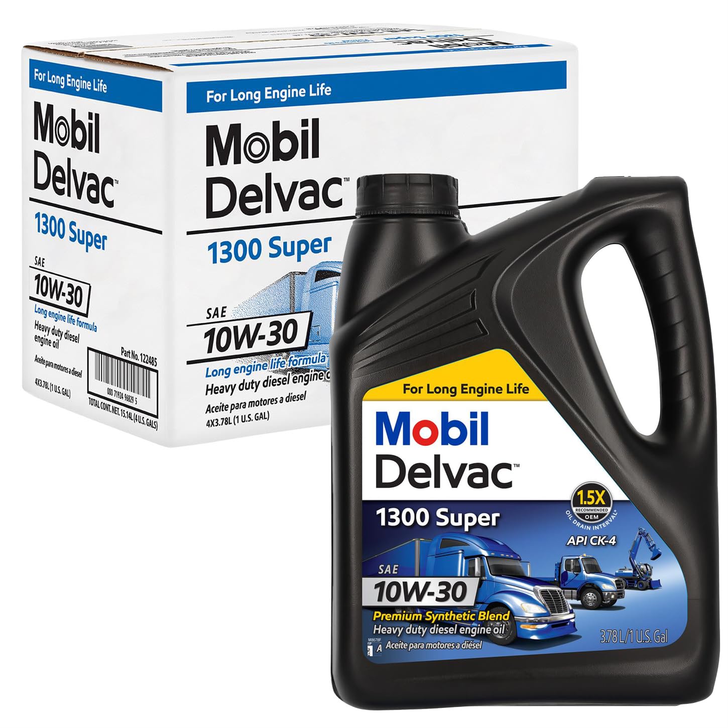 Mobil Delvac 1300 Super HD Diesel Engine Oil 10W-30 - 4 Gallon Case (4 Pack) - Heavy Duty Protection for Trucks, Construction & Agricultural Equipment