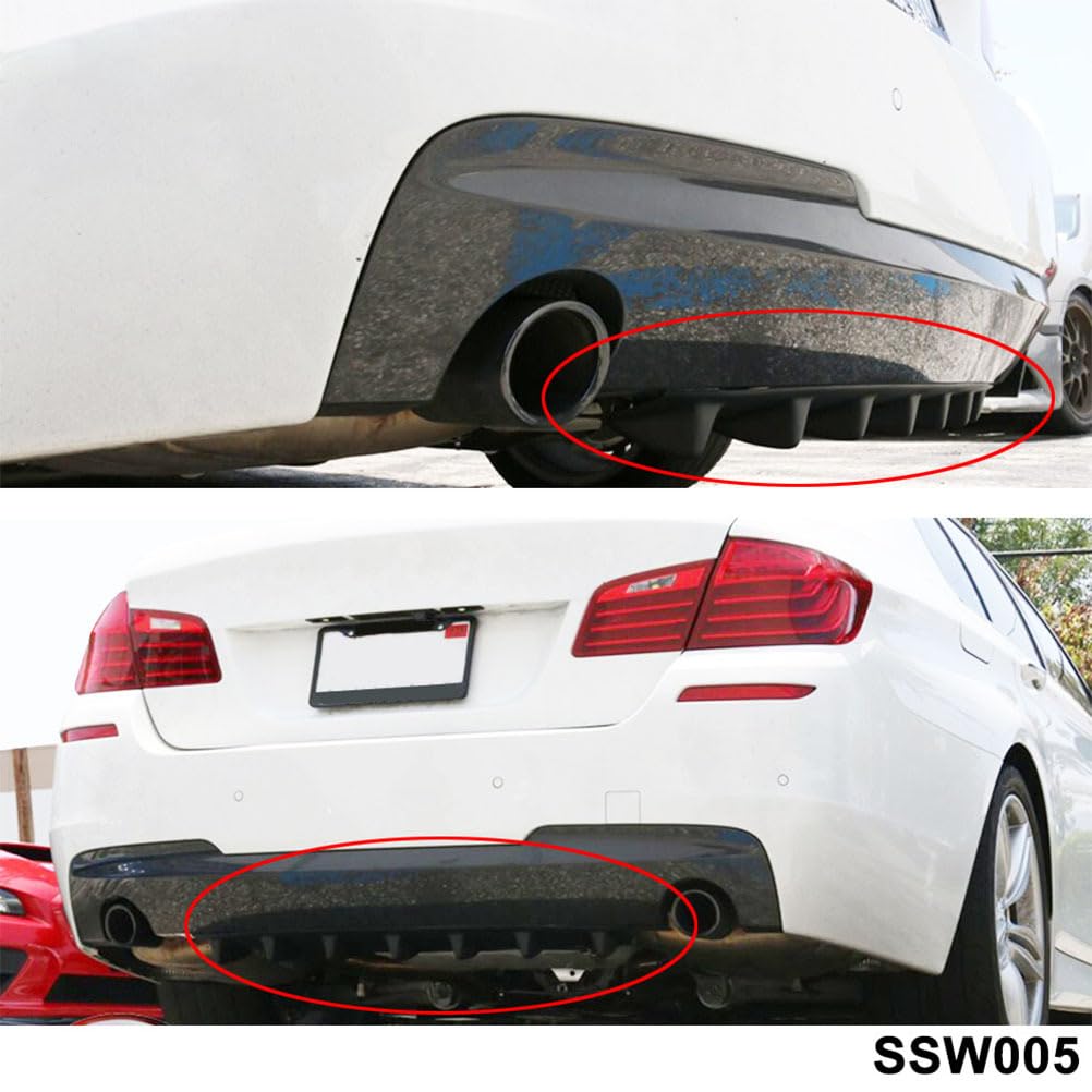Vosarea Universal Rear Bumper Diffuser - 5 Shark Fin Design Car Chassis Deflector & Bumper Lip Kit (23x6 inches) for Enhanced Aerodynamics & Sporty Styling - Perfect for Car Enthusiasts & Modified Vehicles