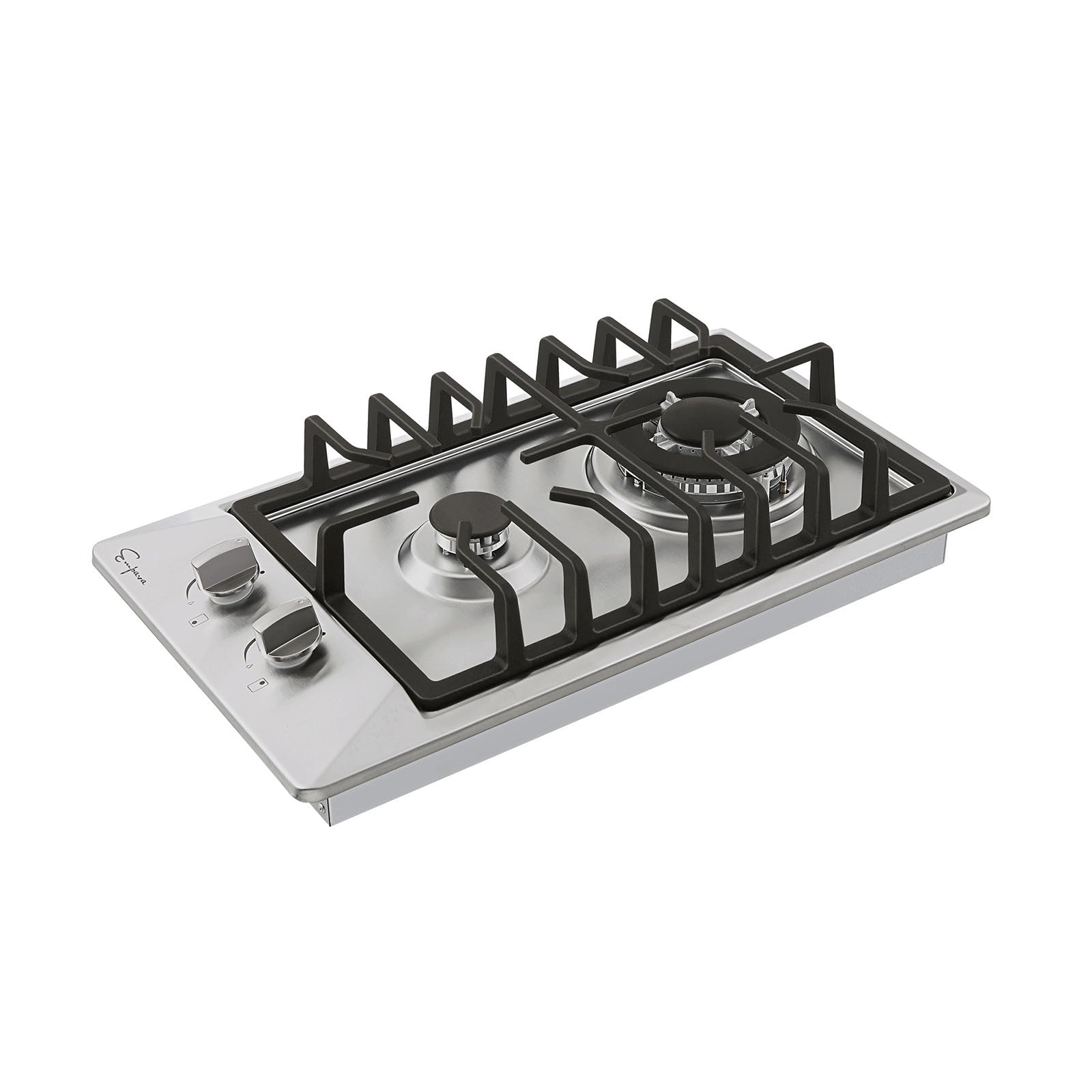 Empava 12 Inch 2 Burner Gas Cooktop - Stainless Steel Built-in Stovetop for Kitchen (Model 12GC29) | Perfect for Apartments, RVs & Small Spaces