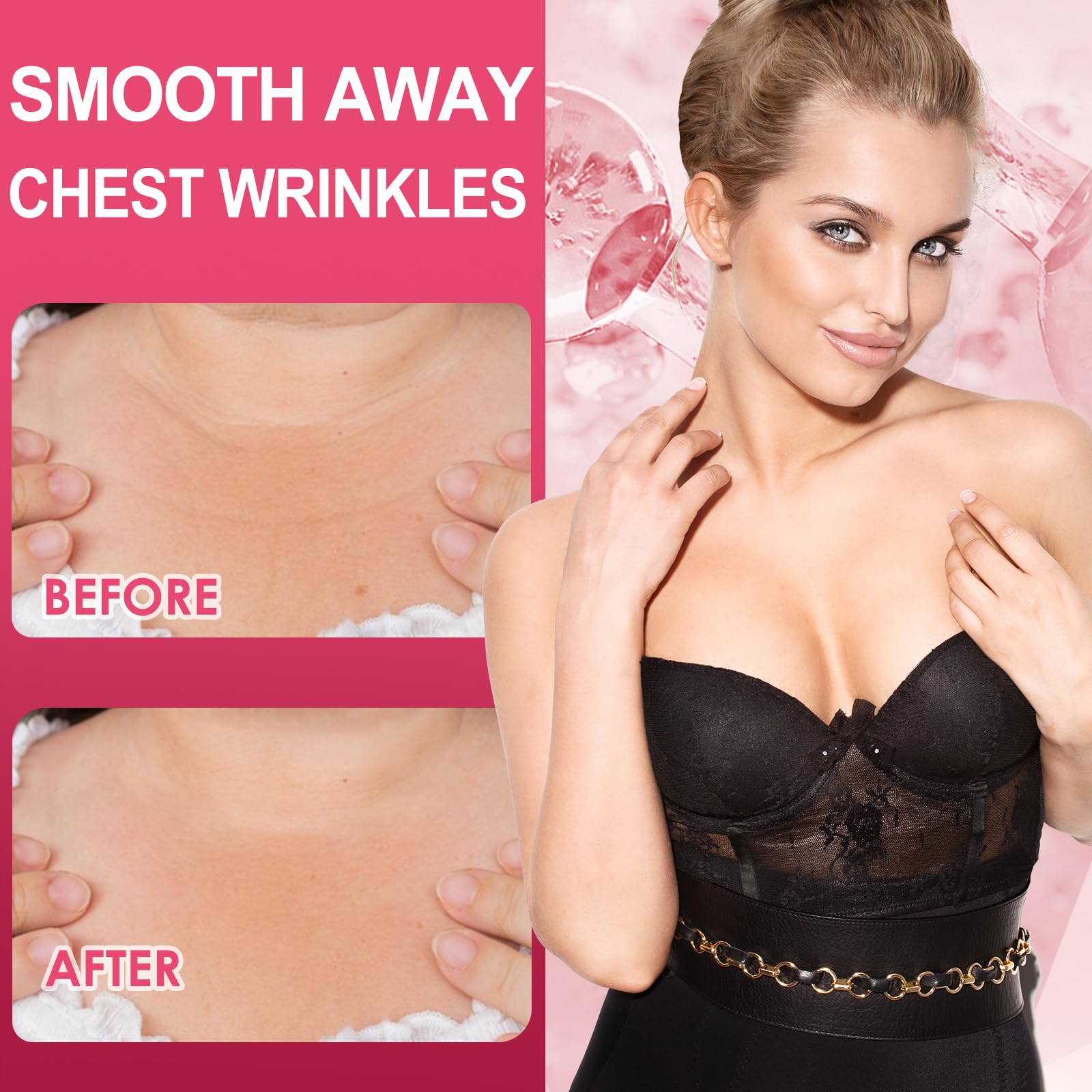 TEWAOO 8PCS Anti-Wrinkle Gel Chest Patches - Collagen Hydrogel Wrinkle Pads for Smooth & Soft Skin | Hypoallergenic, Moisturizing Treatment | Perfect for Nighttime Use, Post-Workout Care & Daily Skin Rejuvenation