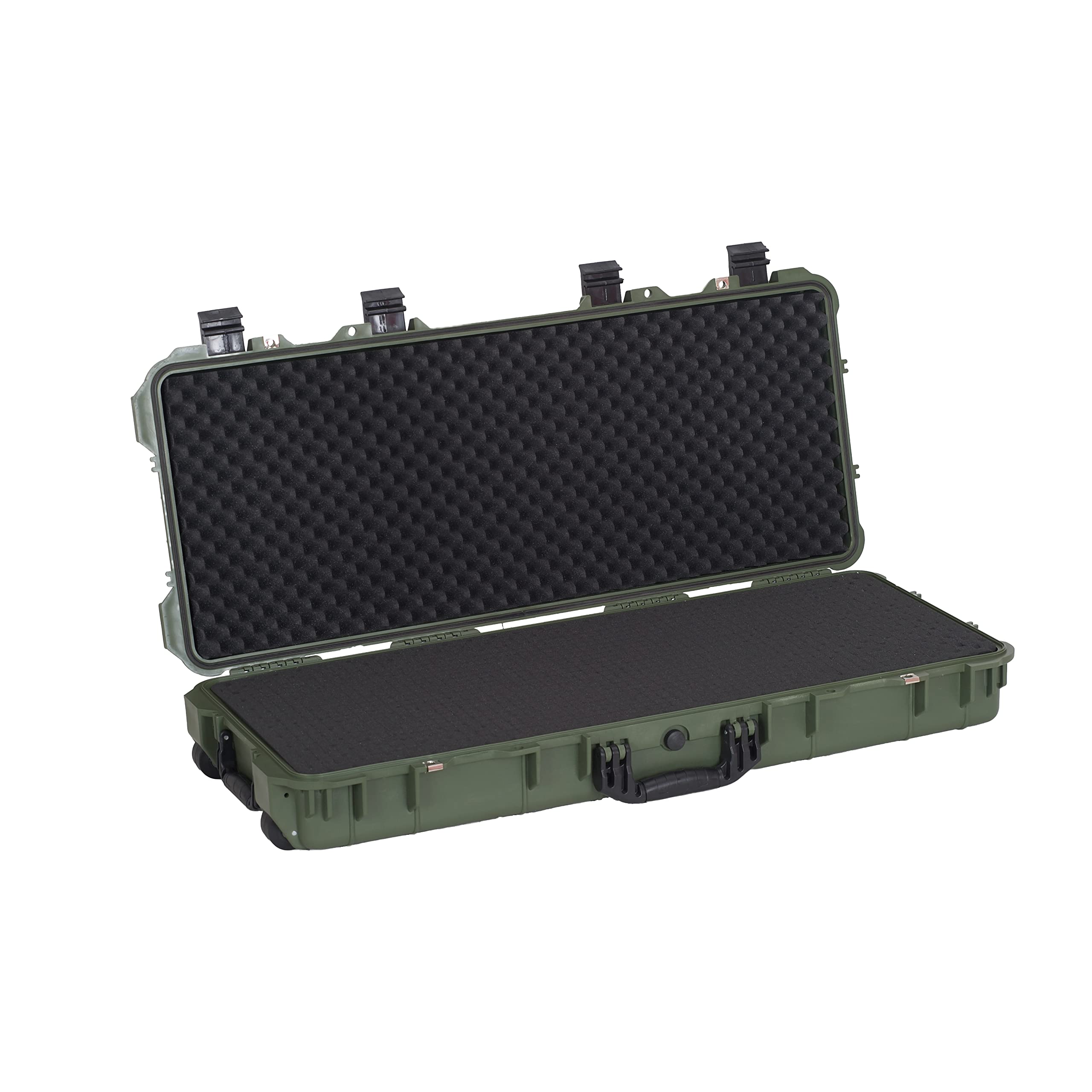 MEIJIA Waterproof Rolling Rifle Case with Wheels & Foam - for Guns, Shotguns, Airsoft (Outdoor/Shooting Range)