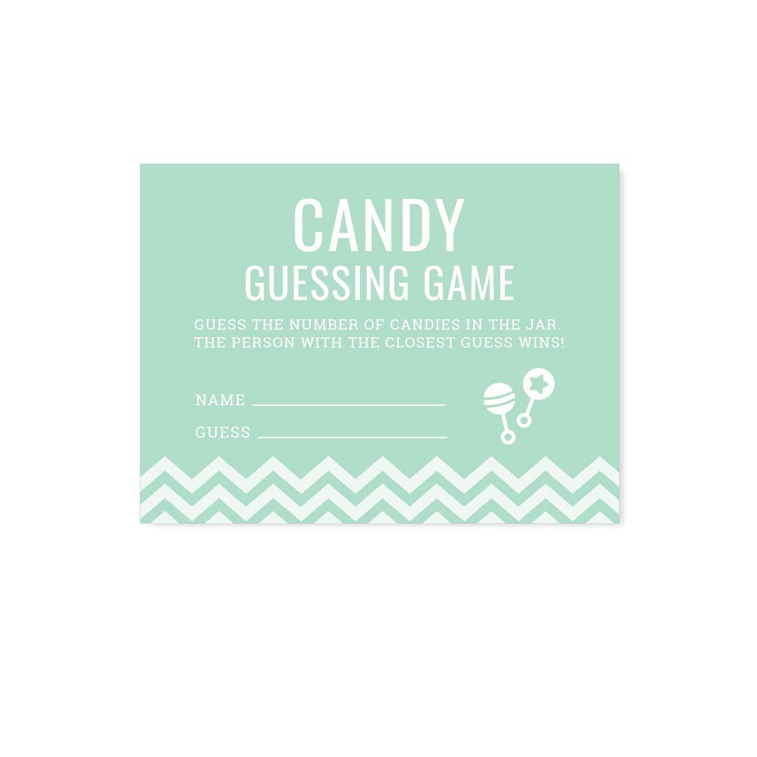 Andaz Press Mint Green Chevron Gender Neutral Baby Shower Party Kit - 30-Pack with Games, Decorations & Candy Guessing Cards | Perfect for Baby Showers, Gender Reveals & Nursery Decorations
