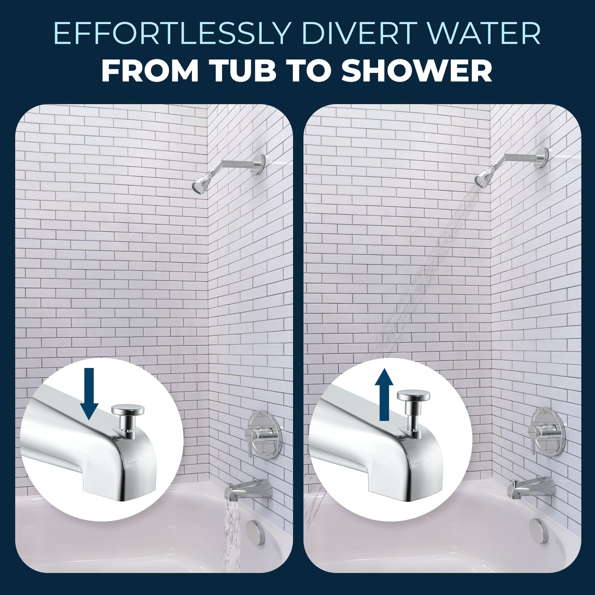 Premium All-Metal 2 Inch High Pressure Shower Head Set - Complete Bathroom Shower System with Tub Spout & Valve Trim, 2.5 GPM - Perfect for Luxurious Spa-Like Experience at Home