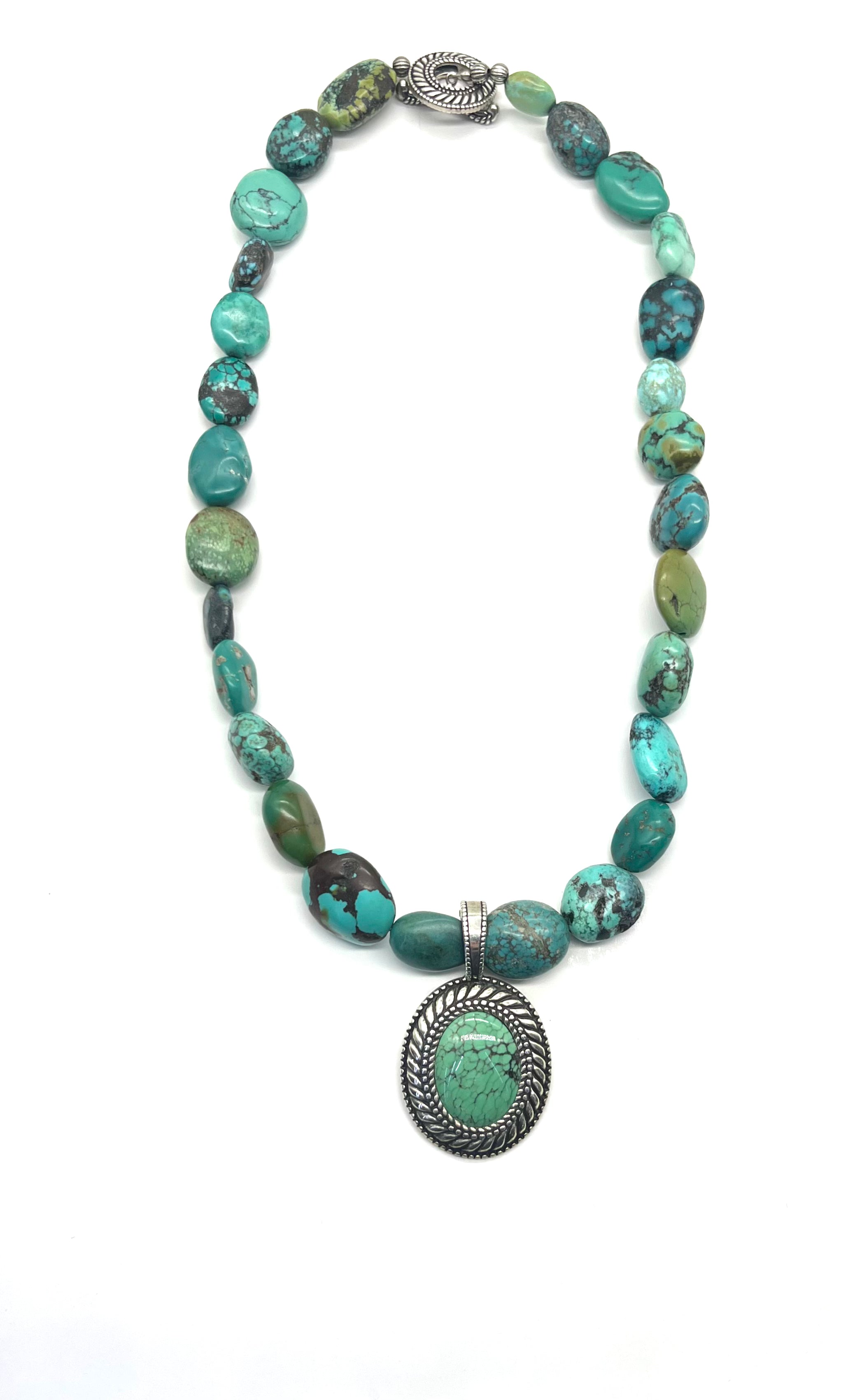 Turquoise Bead Necklace with Removable Pendant - Boho Chic Jewelry for Women | Handmade Statement Necklace for Casual Wear, Parties & Gifts