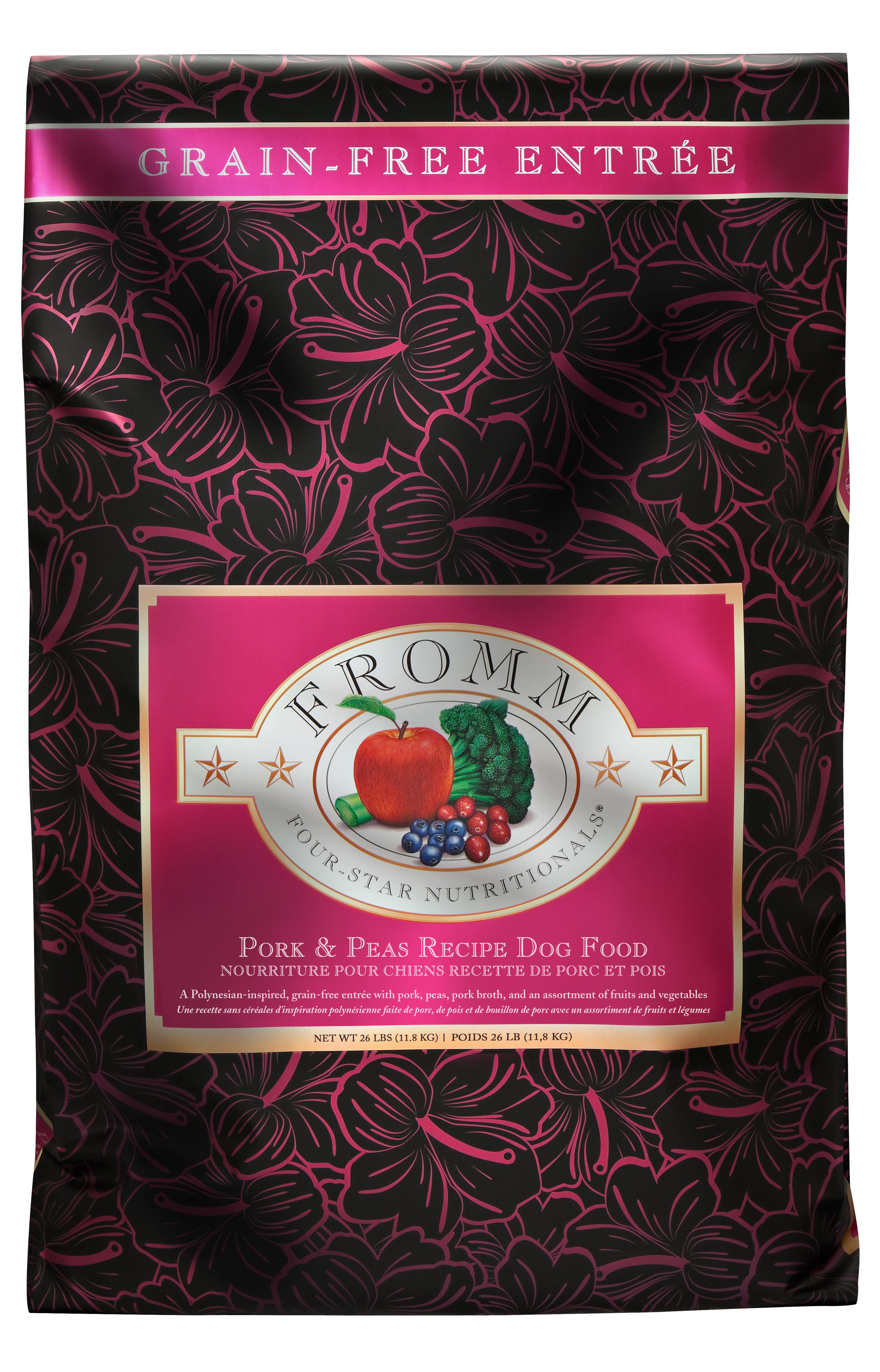 Fromm Four Star Grain Free Dry Dog Food - Pork & Peas Recipe - High Protein, Natural Ingredients for Adult Dogs - Perfect for Sensitive Stomachs & Allergies