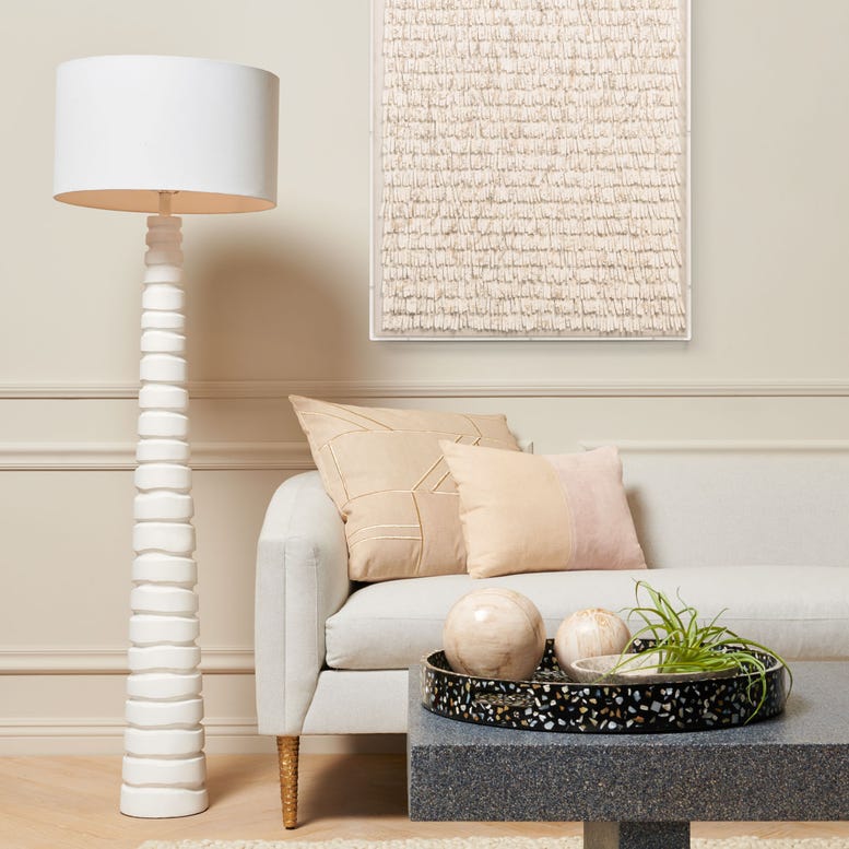 Tula Modern Tapered White Floor Lamp - Adjustable Height LED Standing Light for Living Room, Bedroom & Office - Perfect for Reading, Relaxing & Decorating