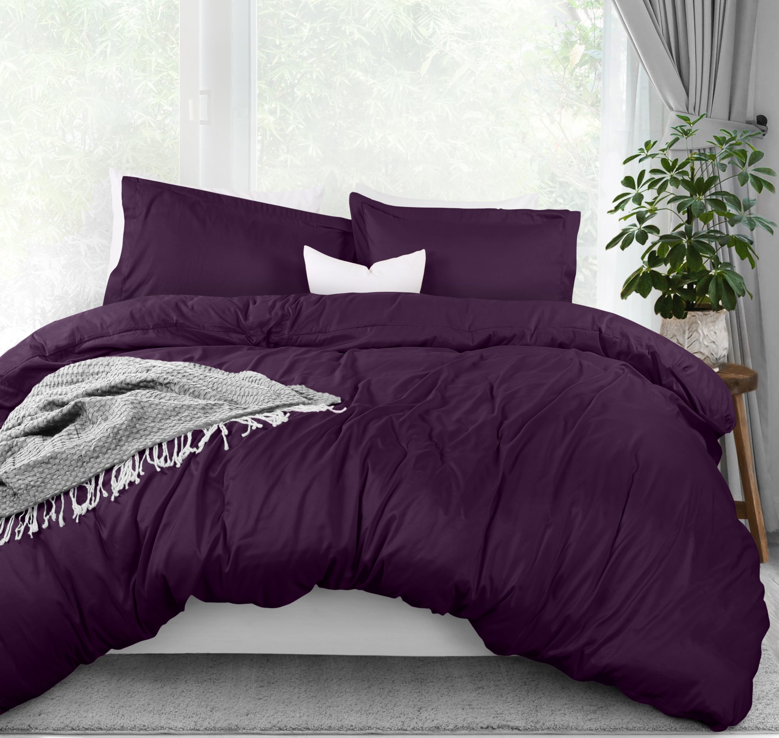 Utopia Bedding King Size Duvet Cover Set - 1 Duvet Cover & 2 Pillow Shams (3-Piece) | Soft Brushed Microfiber with Zipper Closure | 104x90 Inches | Purple | Perfect for Master Bedroom, Guest Room & Luxury Hotel Style Bedding