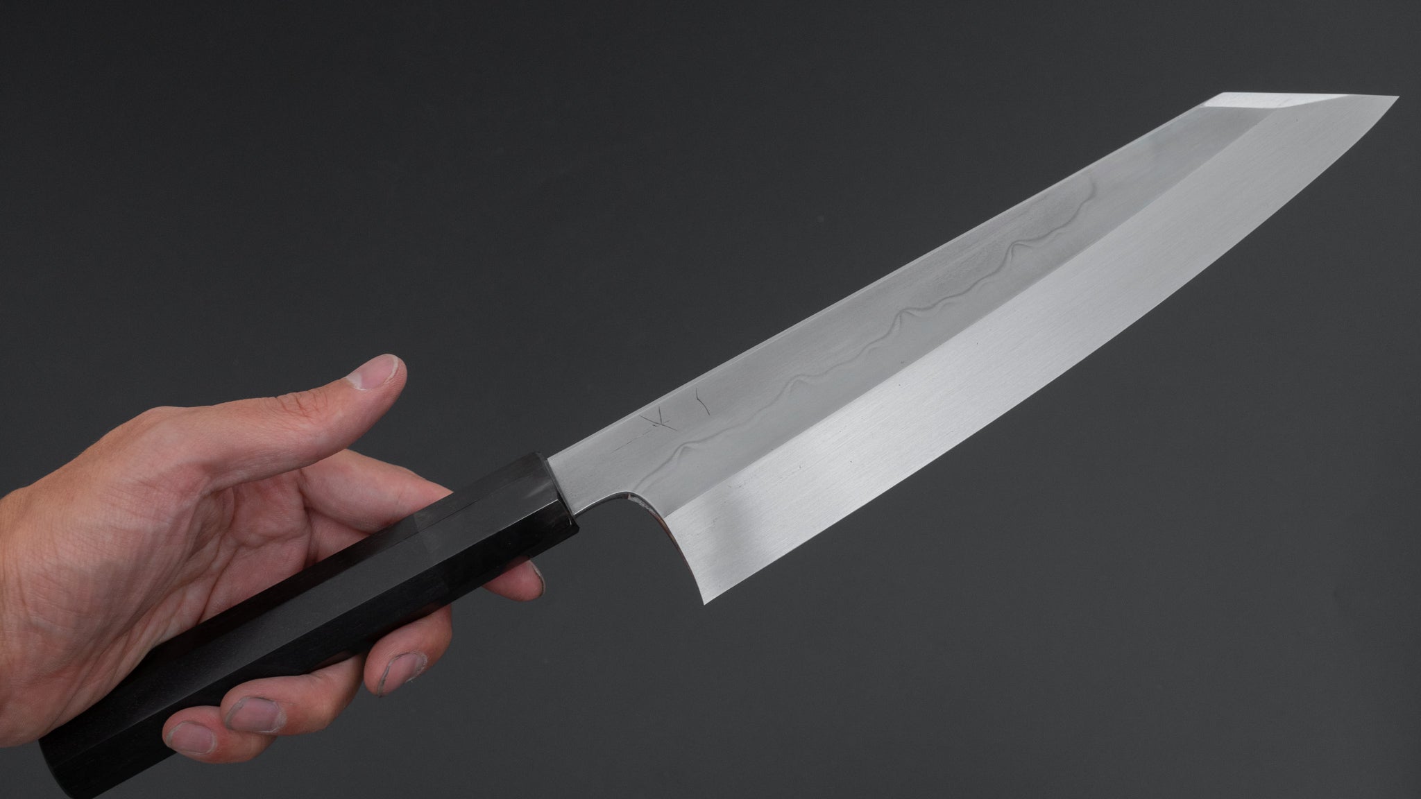 Hitohira Togashi White #1 Sanbonsugi Mizu Honyaki Kiritsuke Gyuto 240mm Japanese Chef Knife with Taihei Ebony Handle & Saya - Perfect for Sushi, Sashimi, and Precision Cutting