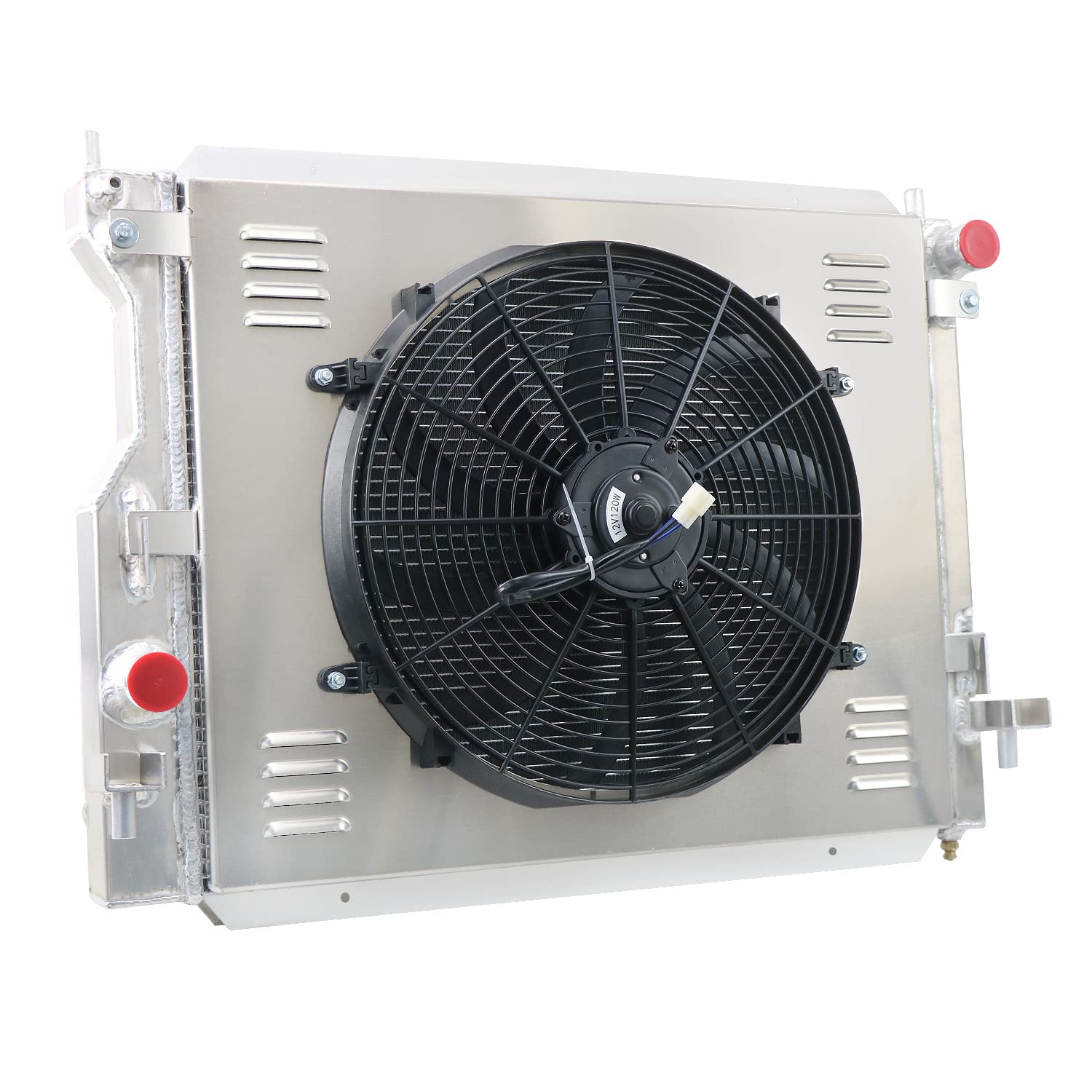 High Performance Aluminum Radiator for 2005-2014 Ford Mustang 3.7L 4.0L 4.6L 5.0L V6 V8 - 3 Row Cooling System with Fan Shroud & Relay Kit - Perfect for Racing, Off-Road & Daily Driving