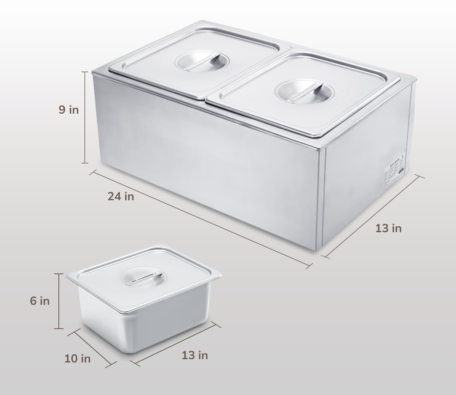 Commercial Grade Stainless Steel Bain Marie Buffet Food Warmer - 2 Section Steam Table for Catering, Restaurants & Buffets | Perfect for Keeping Food Warm at Events, Banquets and Food Service Stations