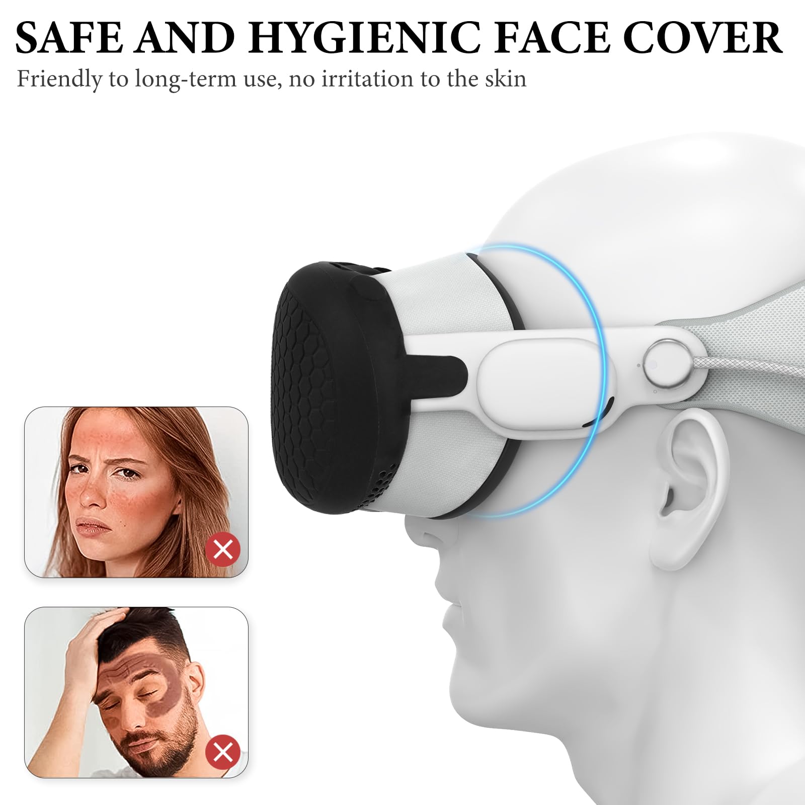 Geekria VR Accessory Set for Apple Vision Pro - VR Headset Protective Cover, Silicone Face Pad Cover with Dustproof Lens Cover, Original Headset Replacement Accessories (4-Piece, Black) - Perfect for Travel, Gaming & VR Enthusiasts