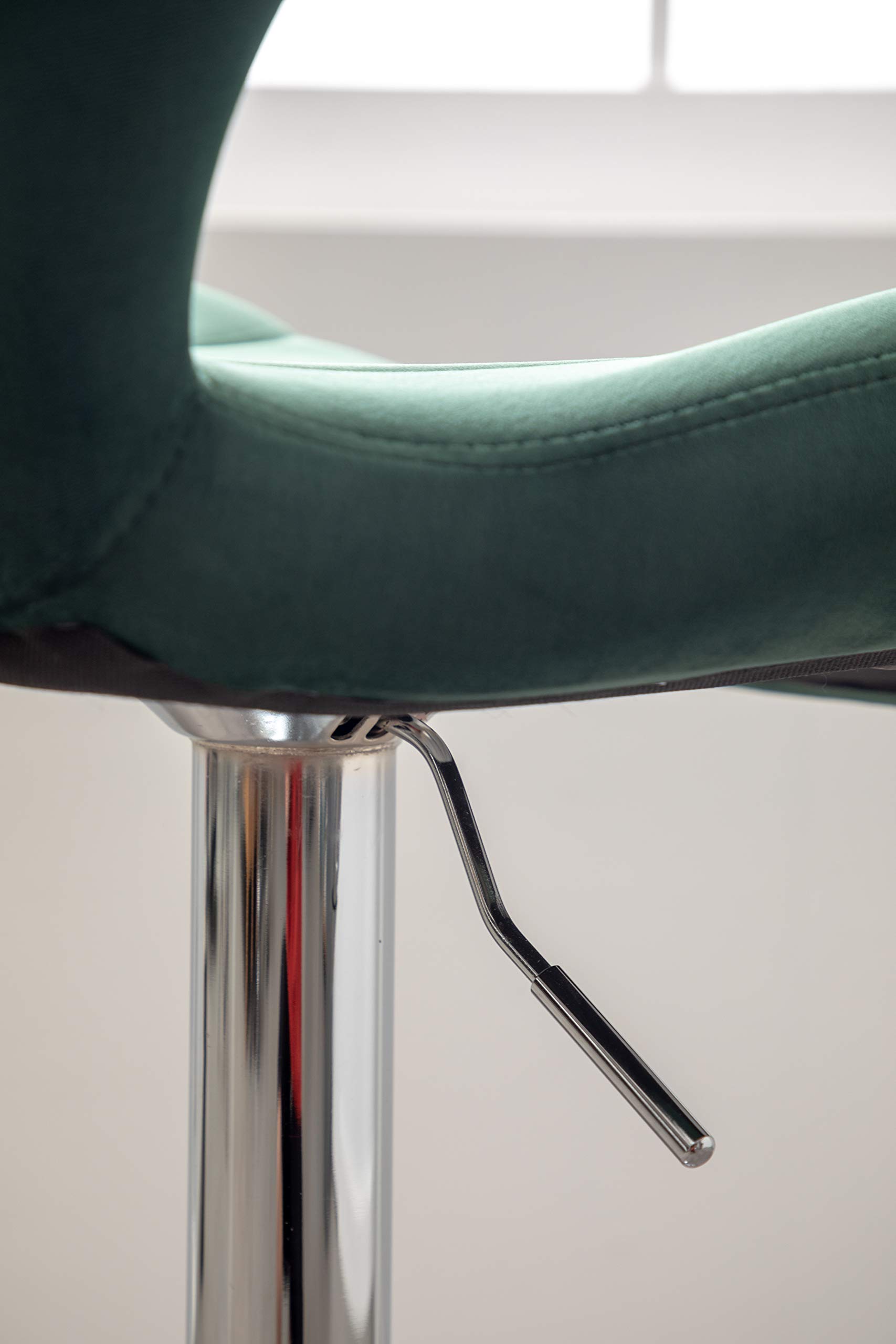 Roundhill Furniture Ellston Velvet Adjustable Swivel Bar Stools - Set of 2, Green Velvet Upholstery, Counter Height Stools for Kitchen Island, Bar or Breakfast Nook