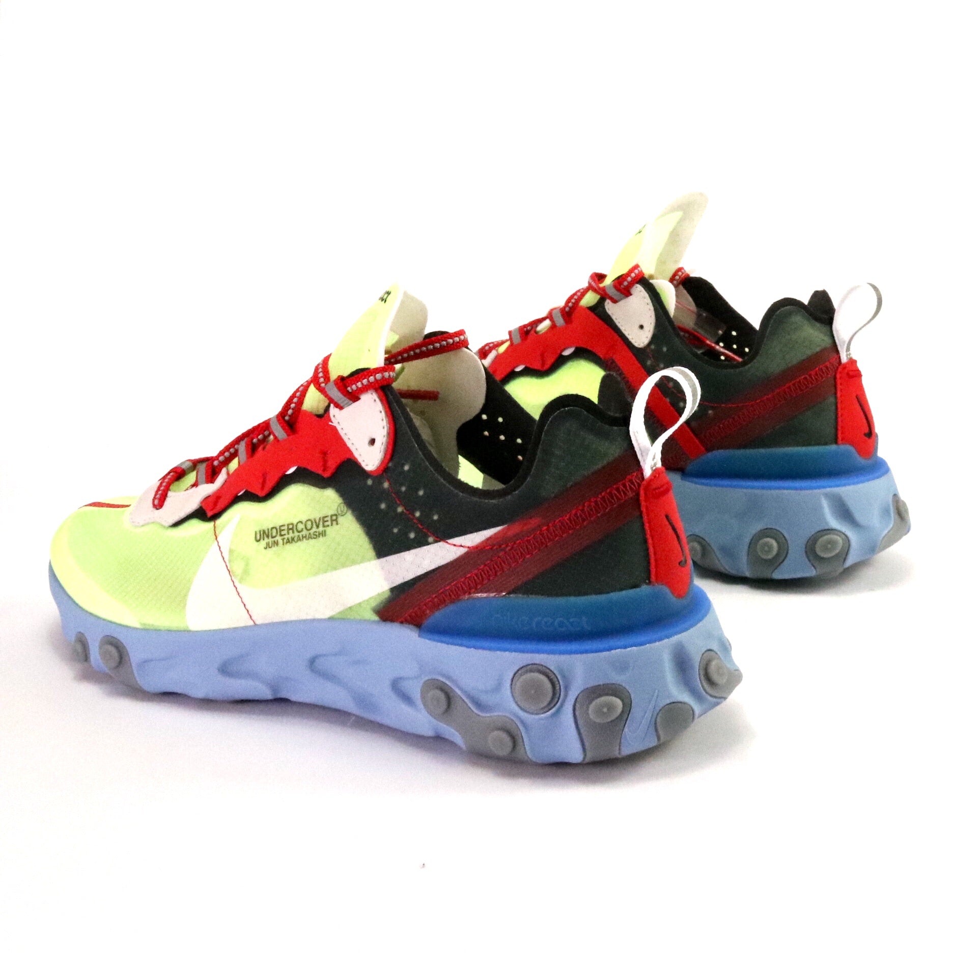 Undercover x Nike React Element 87 Volt Red Blue Running Shoes - Lightweight & Comfortable for Jogging, Gym Workouts, and Casual Wear