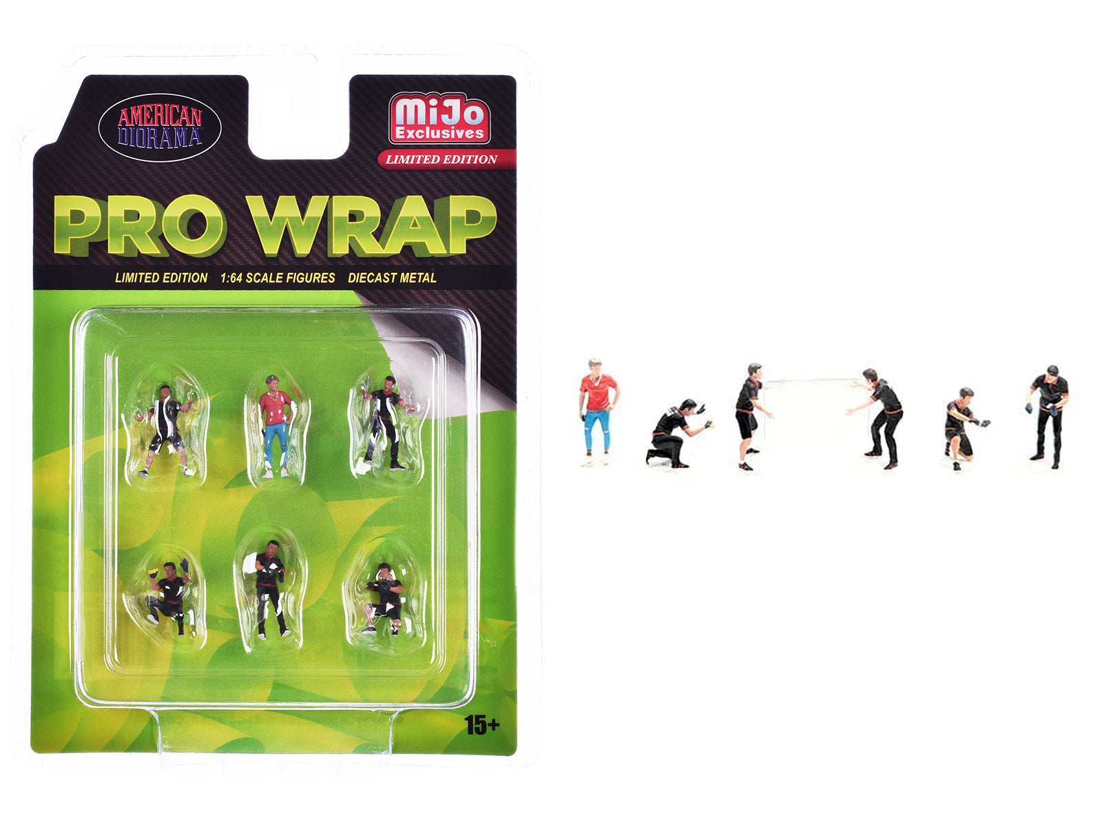 American Diorama Pro Wrap 6-Piece Diecast Car Figure Set - 1/64 Scale Collectible Limited Edition - Perfect for Model Car Displays & Diorama Scenes