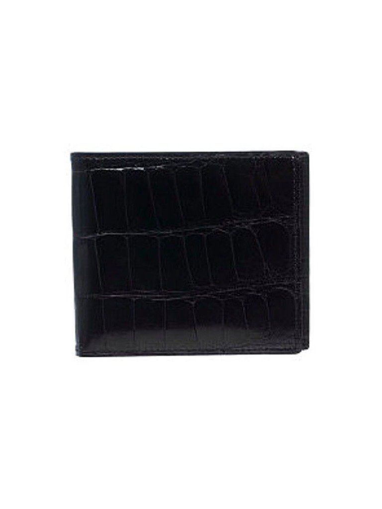 Men's Genuine Crocodile Leather Bifold Wallet with ID Window & Multiple Card Slots - Black ABBF - Perfect for Everyday Carry, Business & Travel