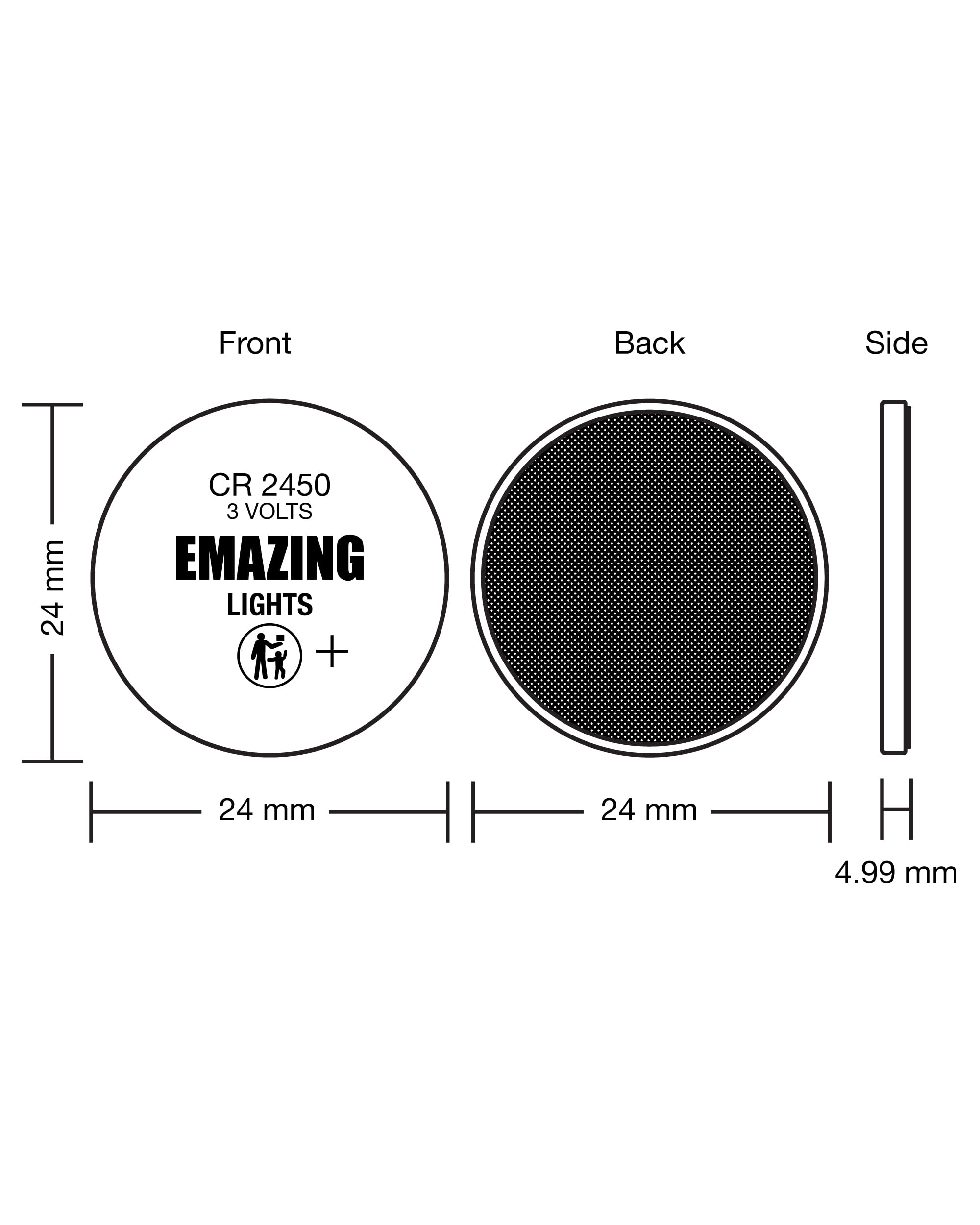 EmazingLights 60 Pack CR2450 3V Lithium Coin Cell Batteries - Long Lasting Multipack for Keyless Remote FOB, Electronic Candles, Watches & Calculators - Ideal for Home, Office & Car Use
