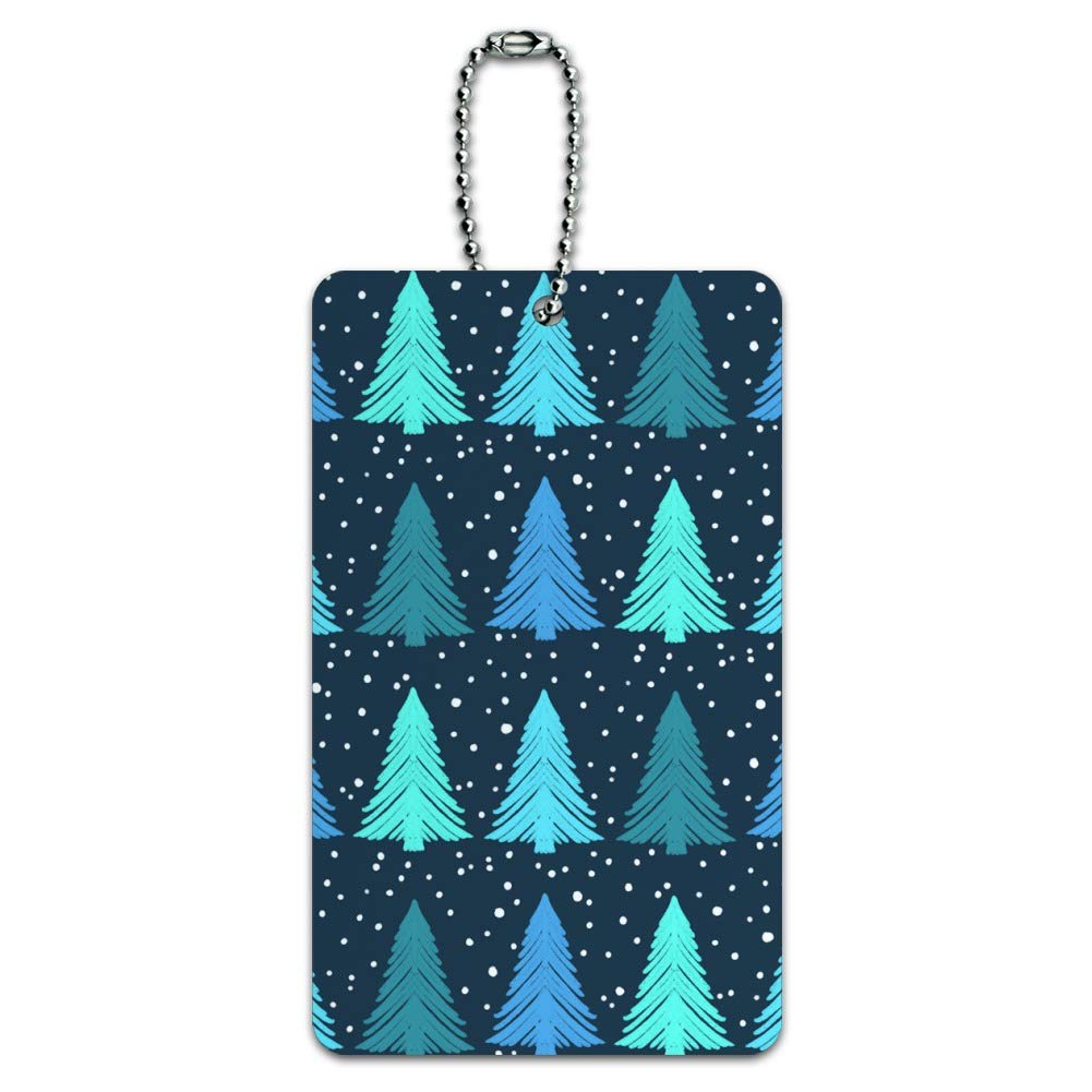 Snowy Christmas Trees Pattern Luggage Tag - Durable Suitcase ID Tag for Carry-On Bags - Perfect for Holiday Travel & Gift Giving