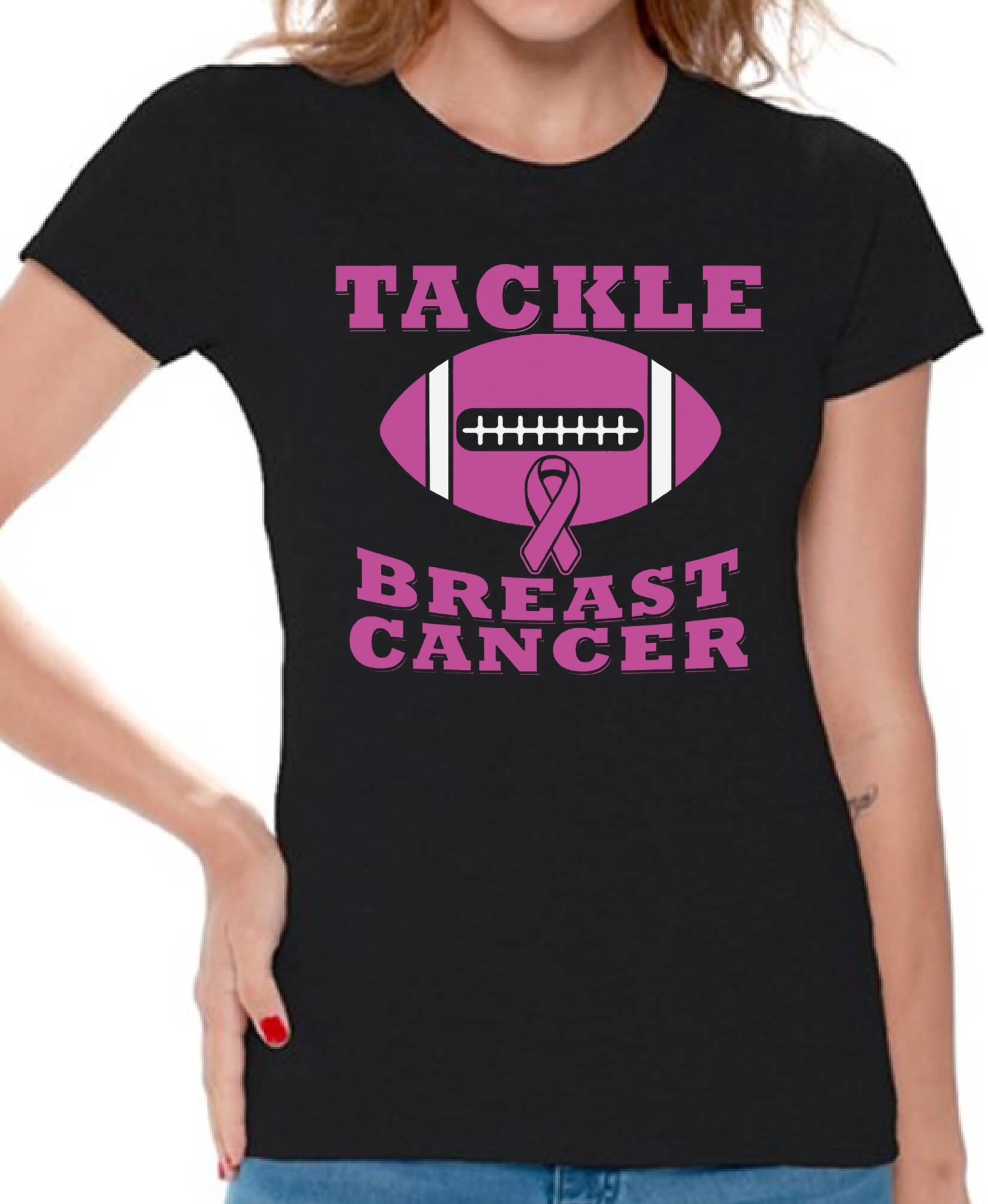 Awkwardstyles Women's Breast Cancer Awareness Support T-Shirt - Pink Ribbon Charity Tee with Inspirational Bookmark - Perfect for Survivors, Fundraisers & Awareness Events