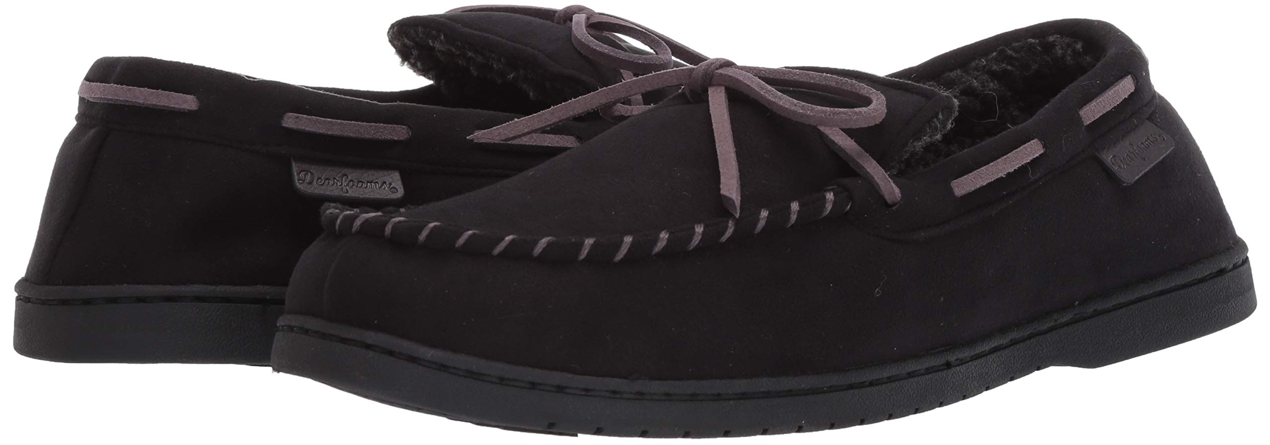Dearfoams Men's Memory Foam Moccasin Slippers - Breathable House Shoes for Men, Dad, Brother, Husband - Perfect for Indoor Comfort, Lounge Wear & Gift Giving