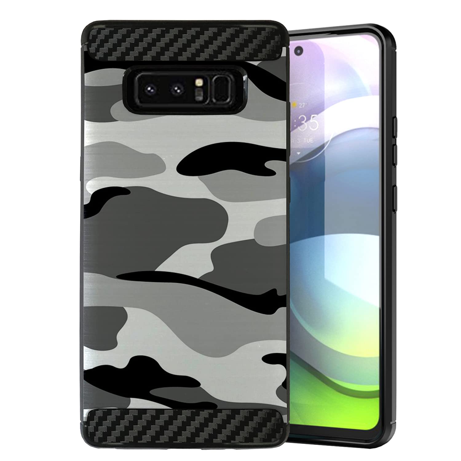 Samsung Galaxy Note 8 Case - Slim Carbon Flex Protective Cover with Rubberized Exterior in Grey Camo | Shockproof & Scratch Resistant | Perfect for Work, Travel & Daily Use
