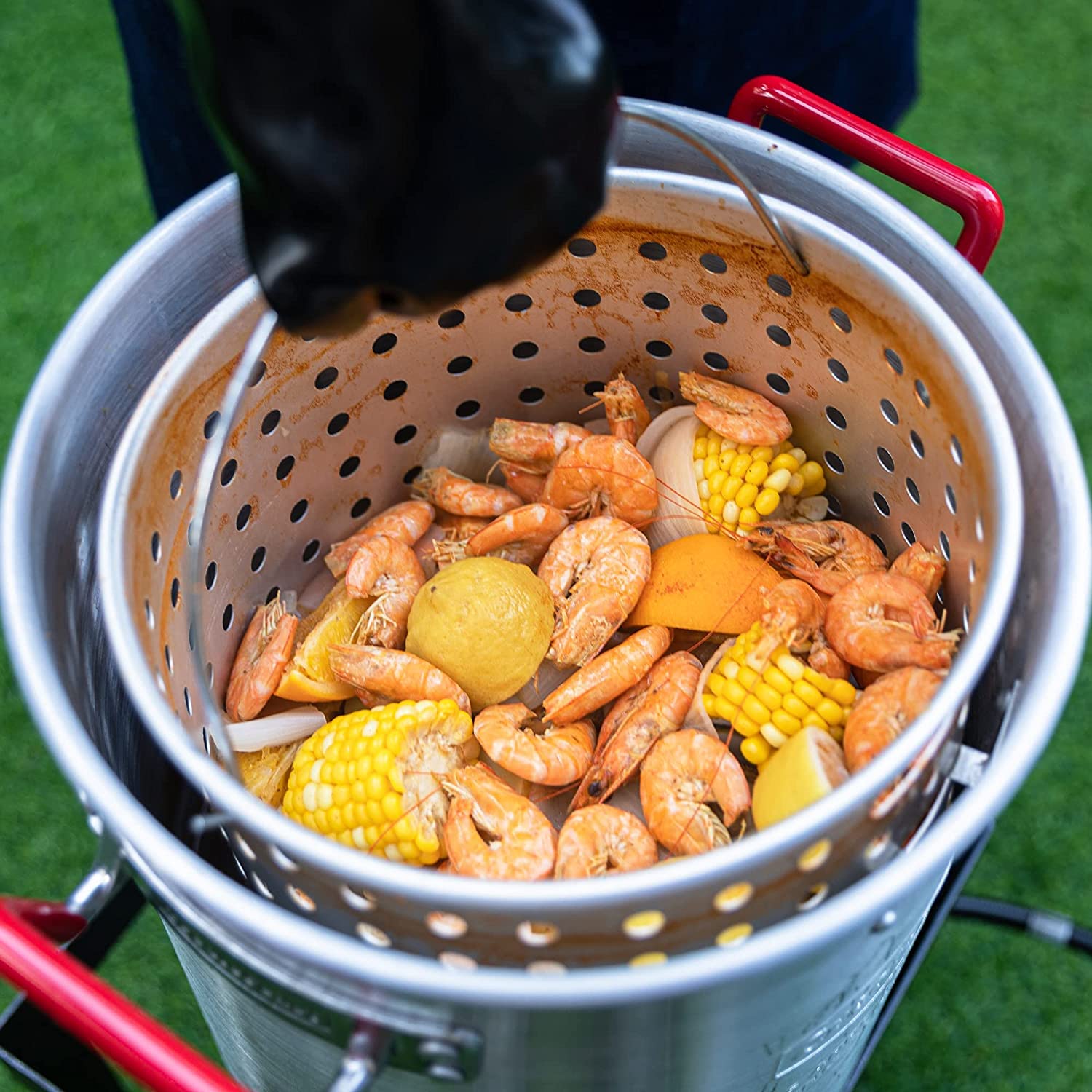 **3-in-1 Turkey Deep Fryer, Seafood Boiler & Fish Fry Kit with Propane Burner Stove - 30 QT & 10 QT Aluminum Pots & Steamer Basket - Perfect for Outdoor Cooking, Camping, Backyard BBQs & Tailgating**