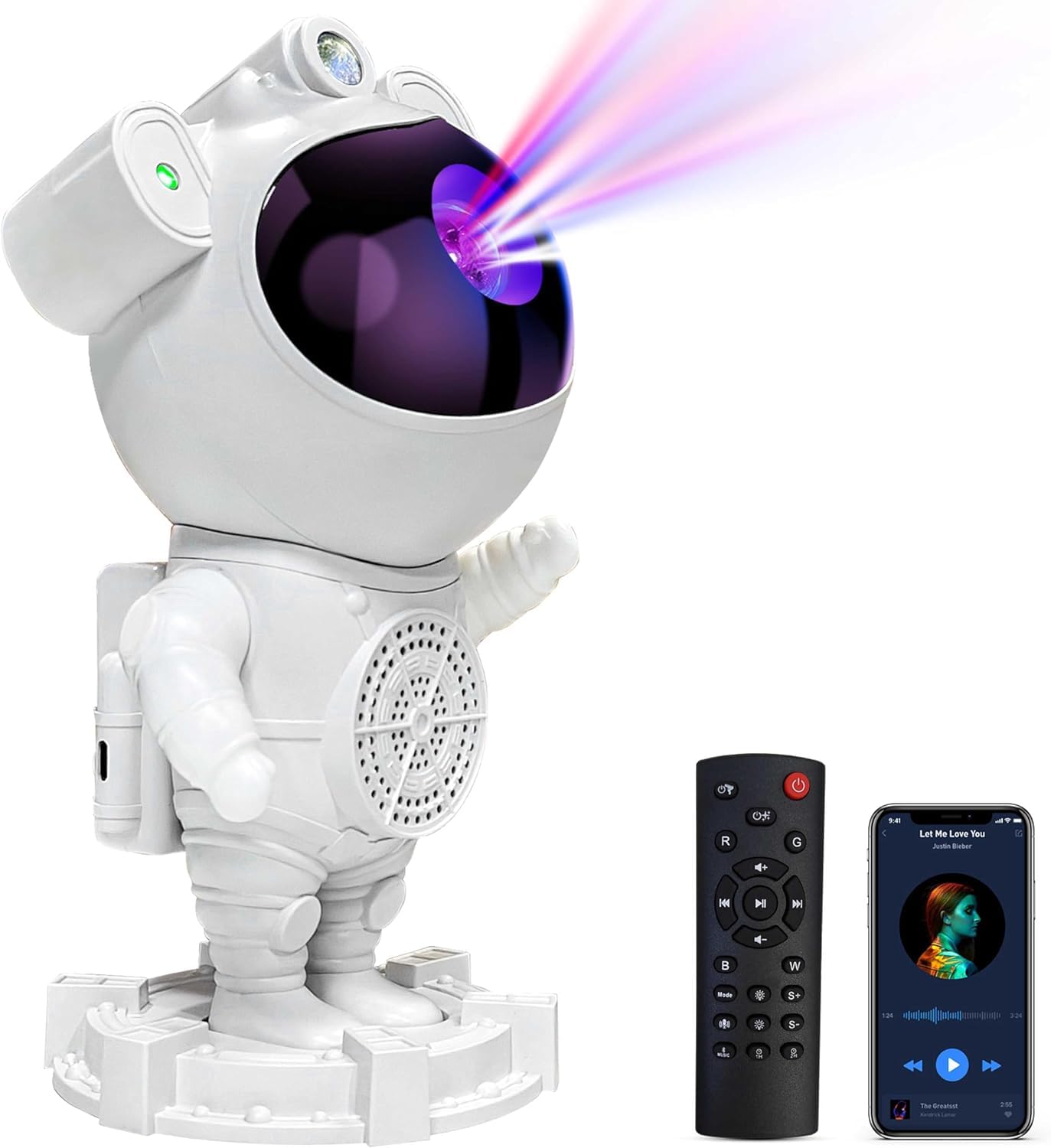 Astronaut Galaxy Projector - Bluetooth Star Night Light with White Noise & Timer, 360° Adjustable Nebula Projector for Bedroom, Kids Room & Meditation | Remote Control & Night Sky Effects for Relaxation & Sleep Aid