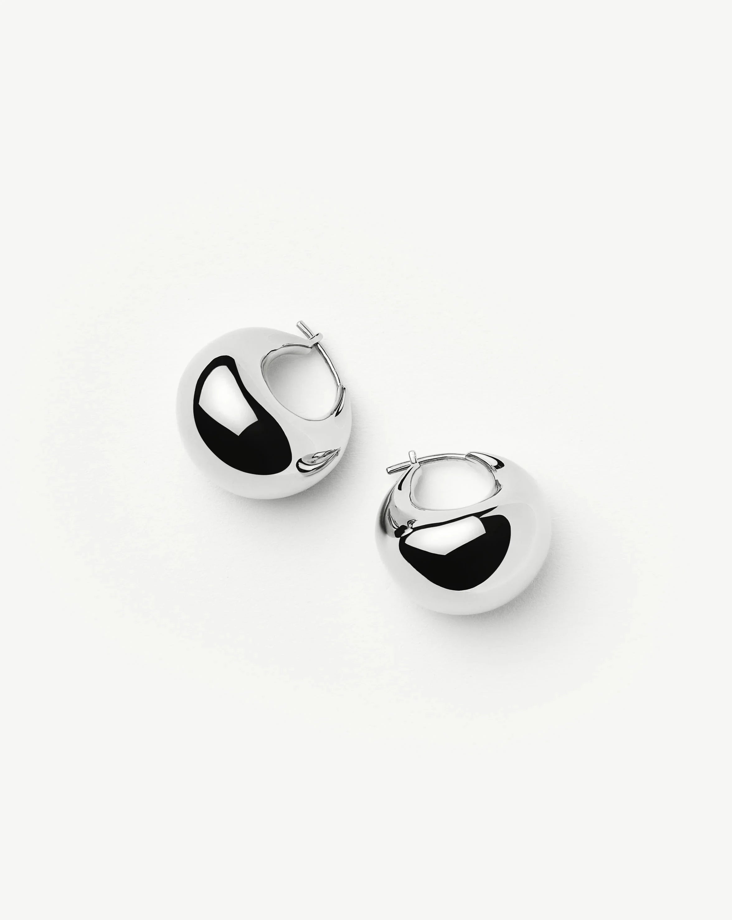 Stylish Sculptural Chubby Dome Small Hoop Earrings - Silver Plated for Women | Trendy Everyday & Party Jewelry Accessories