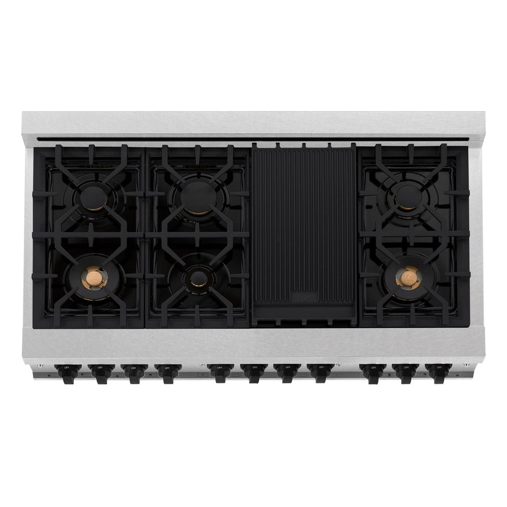 ZLINE Autograph Edition 48-inch Dual Fuel Range - 6.0 cu. ft. Capacity, 7-Burner Gas Cooktop & 2 Electric Ovens - Satin Stainless Steel with White Matte Doors & Matte Black Accents (RASZ WM 48 MB) - Perfect for Gourmet Kitchens & Professional Home Chefs