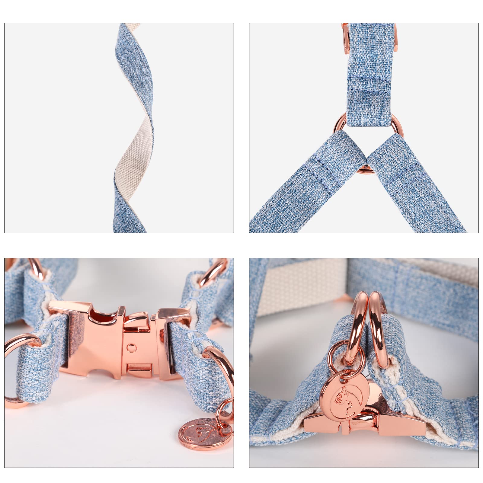 DOGWONG Blue Hemp Dog Harness - Hypoallergenic & Adjustable Pet Vest for Small, Medium & Large Dogs - Perfect for Sensitive Skin, Allergies & Outdoor Adventures