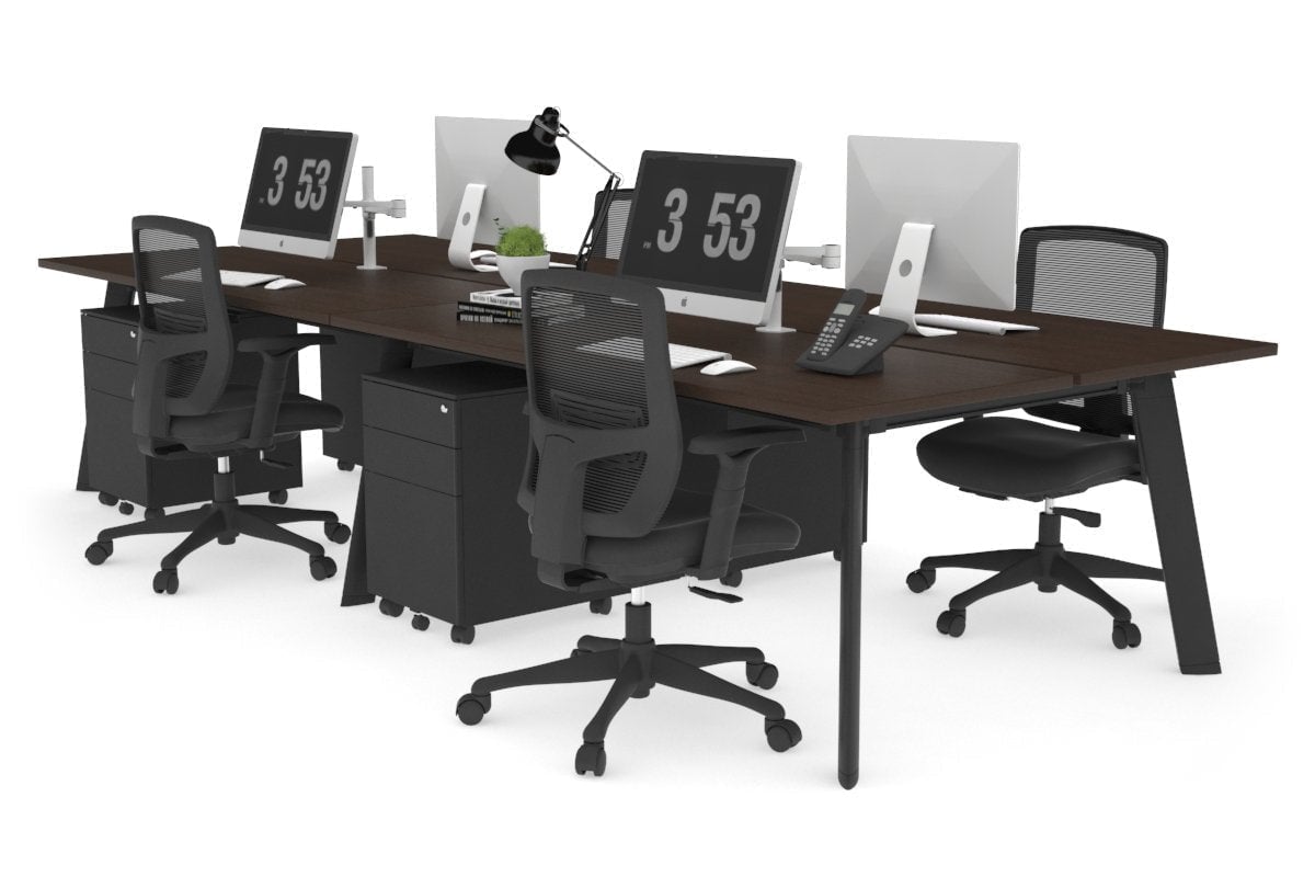 4-Person Workstation with Black Frame - 1200L x 700W Office Desk for Team Collaboration & Productivity | Perfect for Open Offices, Coworking Spaces & Home Offices