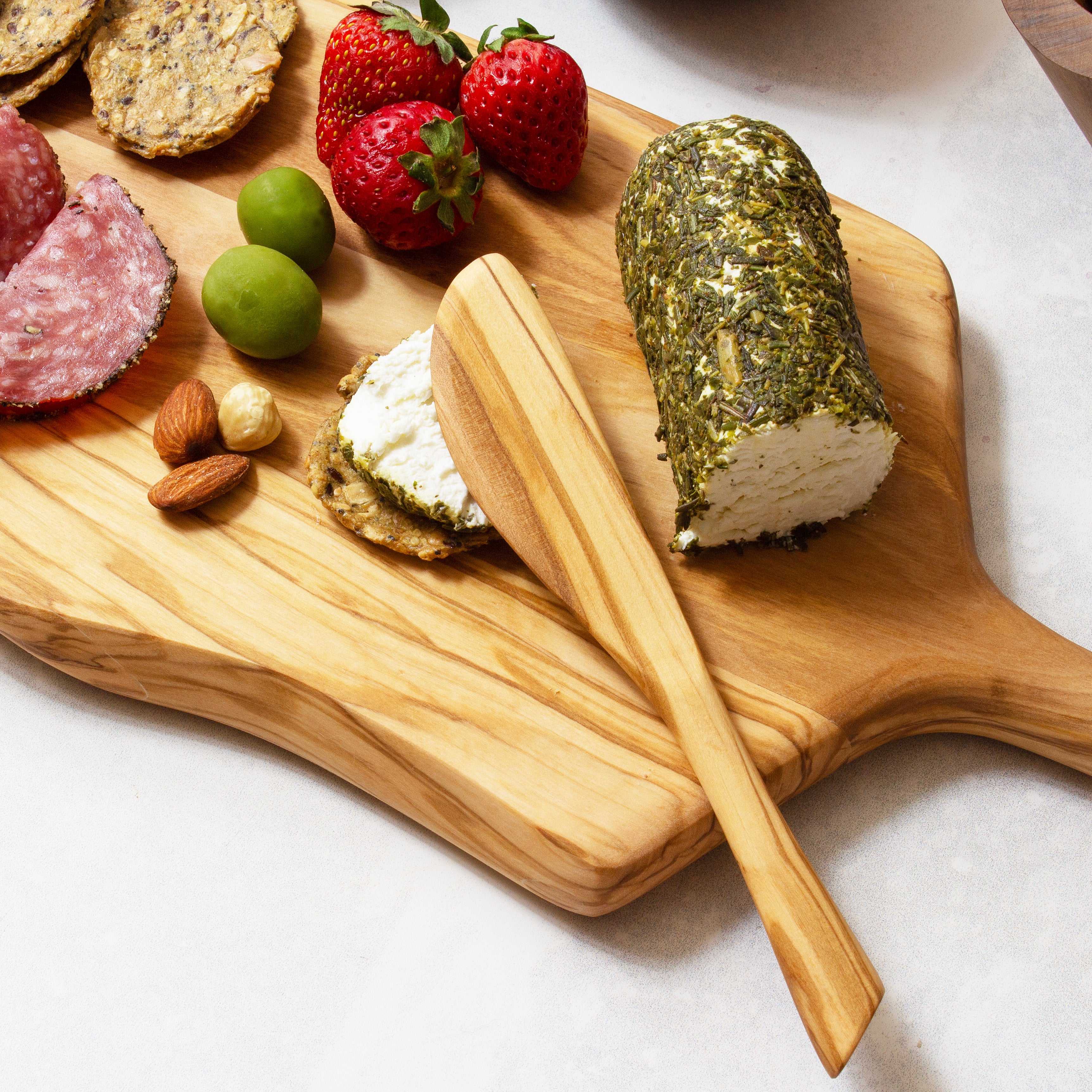Premium Olive Wood Spreader Knife - Rock & Branch® - Handcrafted for Butter, Cheese & Jam - Perfect for Charcuterie Boards & Gourmet Kitchen Gifts