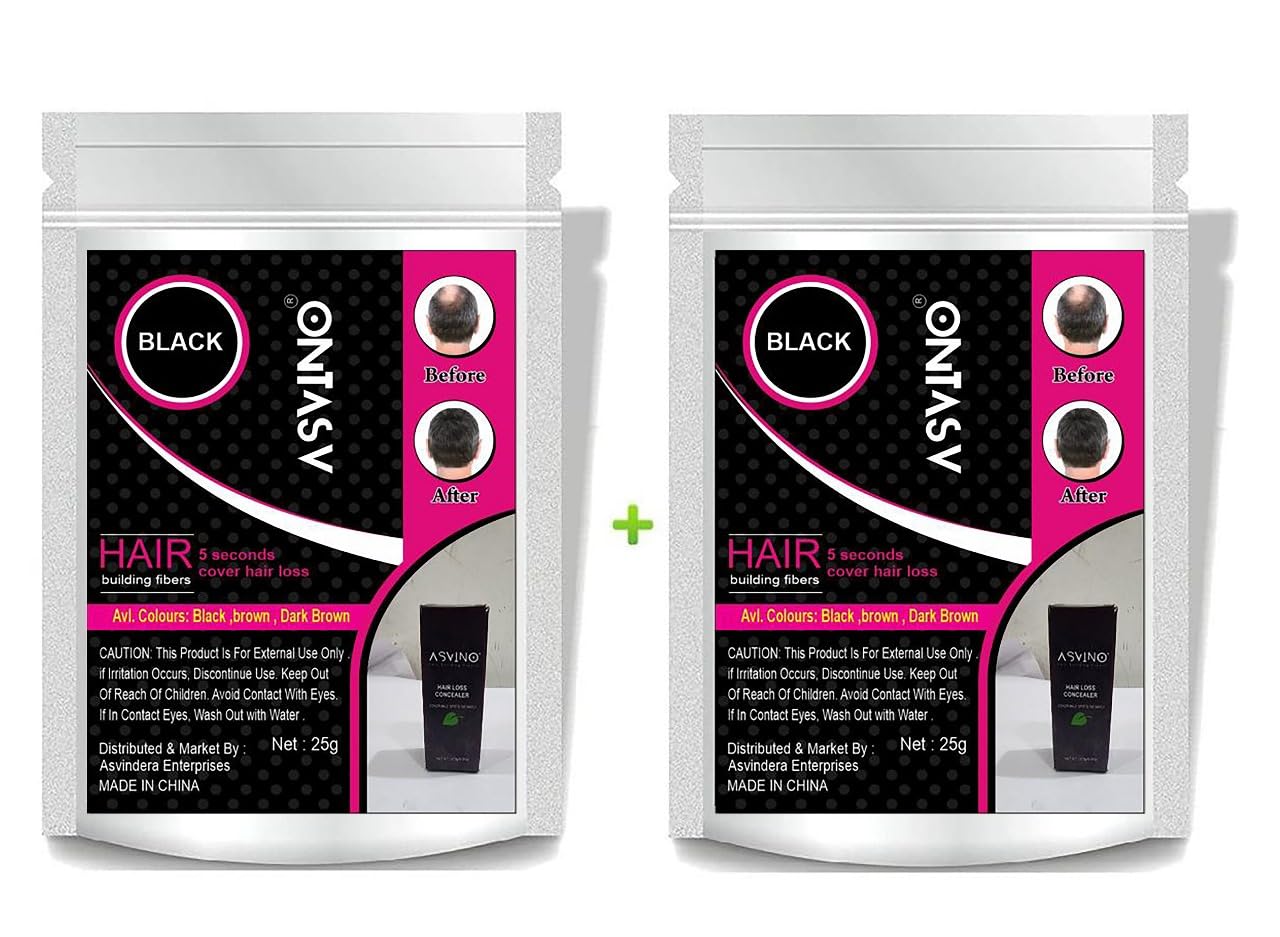 Hair Building Fiber for Thinning Hair - Topik Cabok Refill Pack (Black, 25g x 2) | Instant Hair Loss Concealer for Men & Women | Perfect for Daily Use, Special Occasions & Confidence Boosting