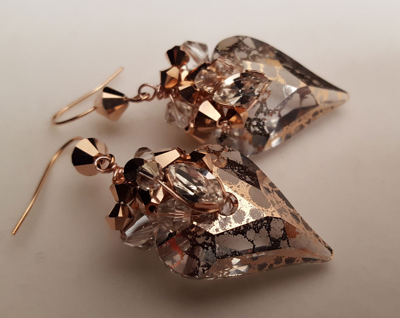 Kezani Rose Gold Heart Crystal Fashion Earrings - Elegant Wild Rose Design for Women, Perfect for Weddings, Parties & Everyday Wear