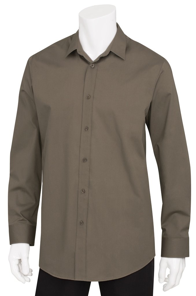 Chef Works Men's Stretch Dress Shirt - Comfortable Professional Kitchen Uniform for Chefs & Waiters | Perfect for Restaurants, Catering & Hospitality Jobs