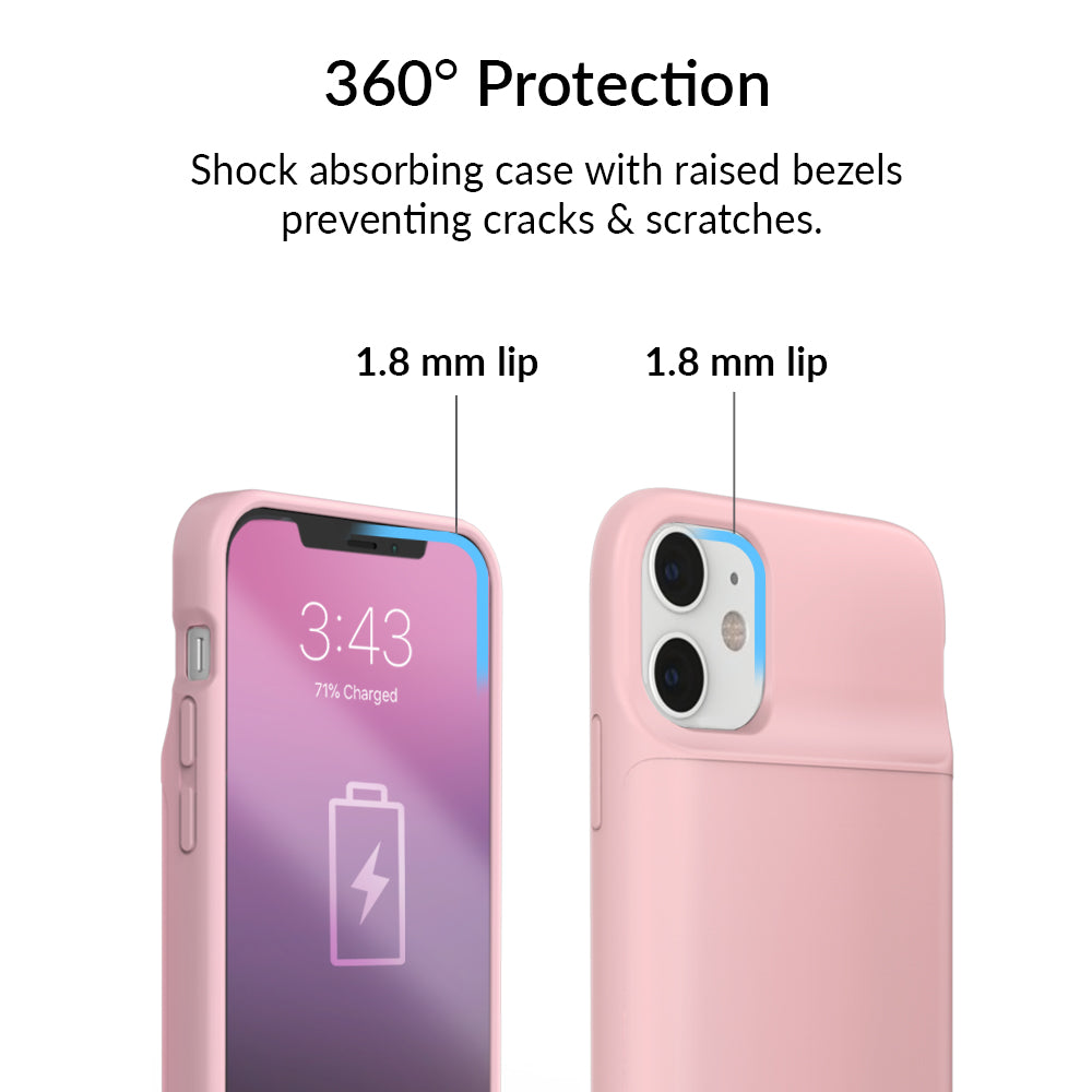 Pink iPhone Charging Case - Slim Portable Battery Charger for iPhone 12/13/14/15 - Perfect for Travel, Work & Everyday Use