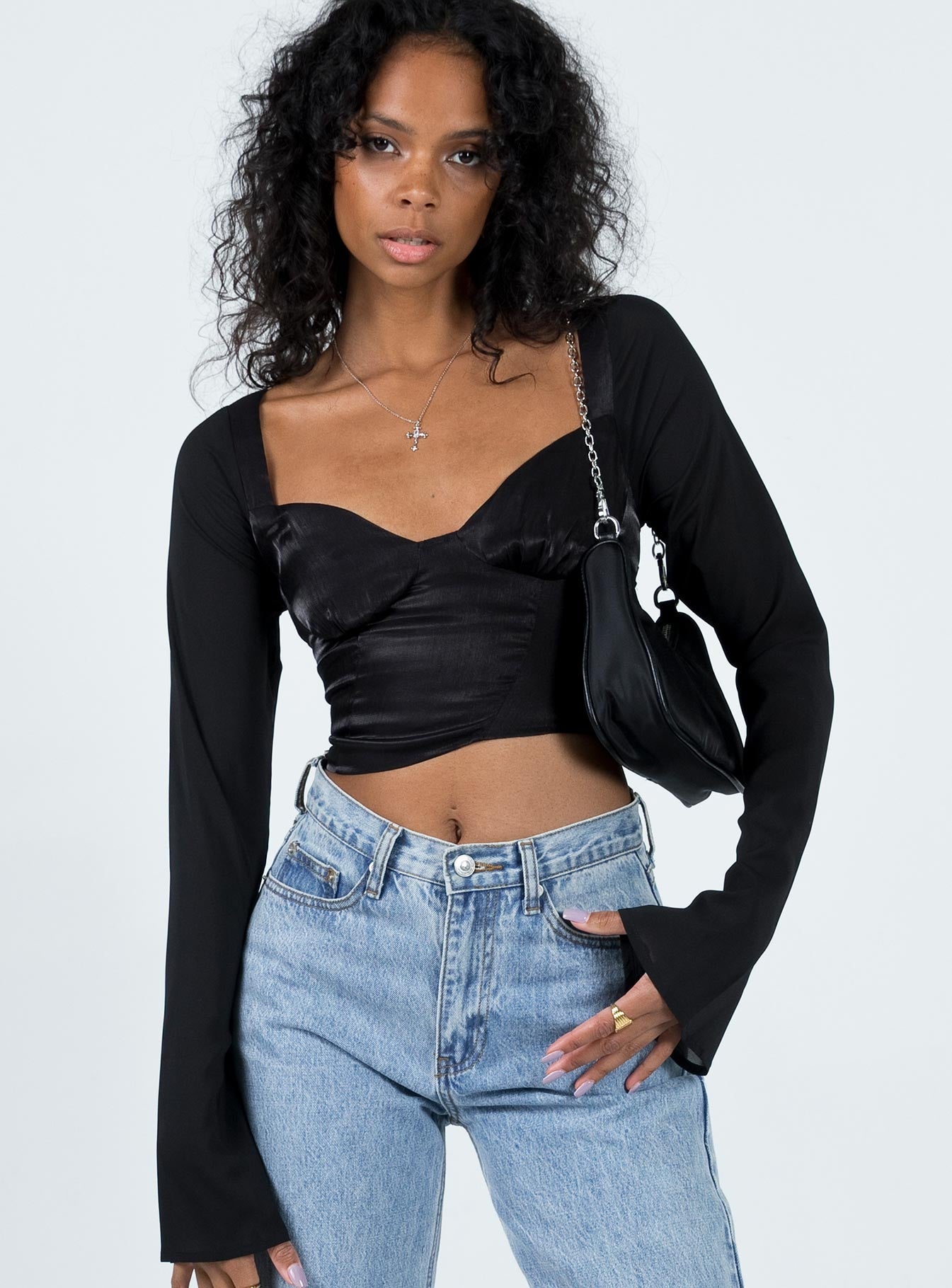 Affleck Women's Long Sleeve T-Shirt - Soft Cotton Basic Tee for Casual Wear (Black) | Perfect for Layering, Office & Everyday Outfits