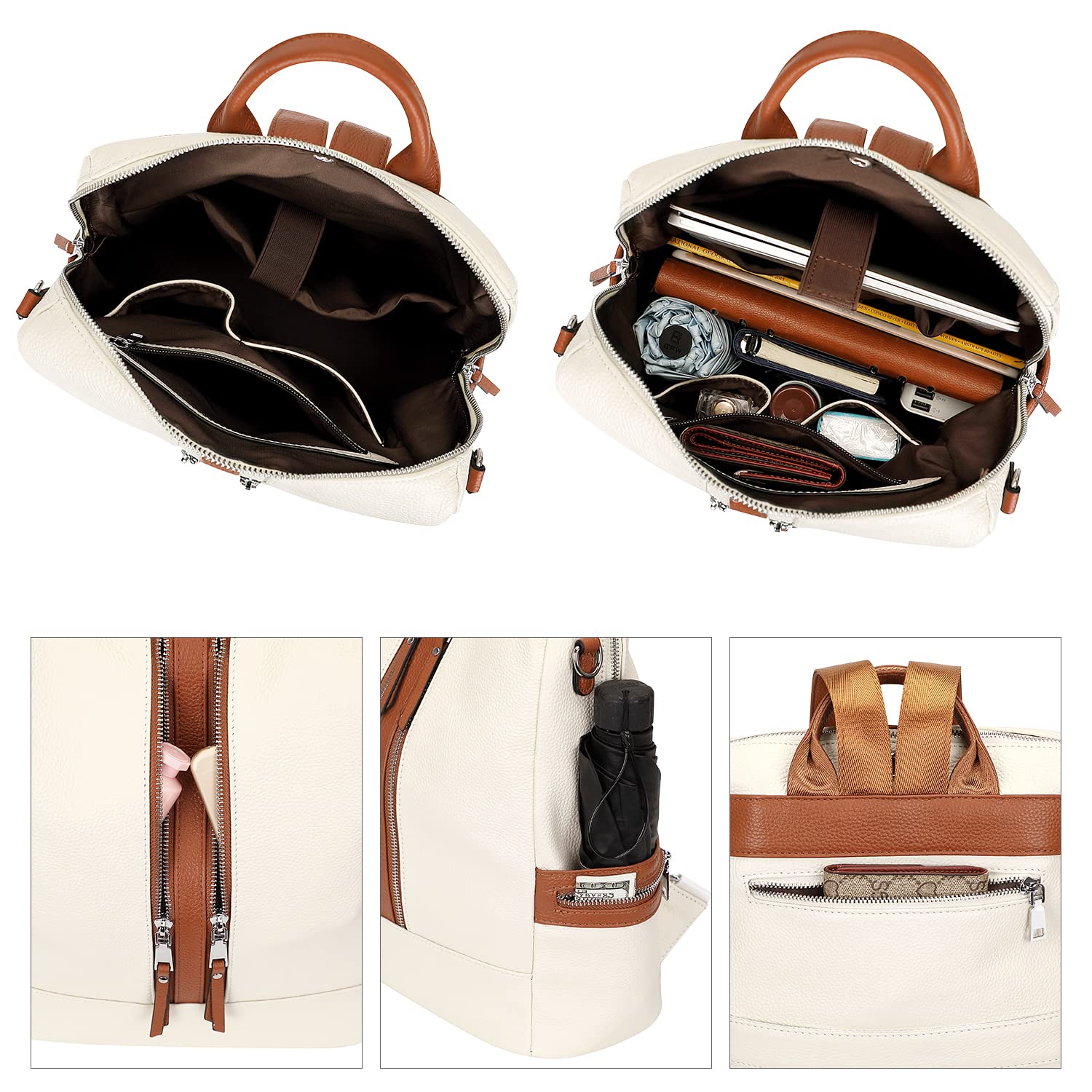 ALTOSY Genuine Leather Backpack Purse for Women - Convertible Shoulder Bag & Crossbody Bag with Laptop Compartment - Perfect for Work, Travel & Daily Use