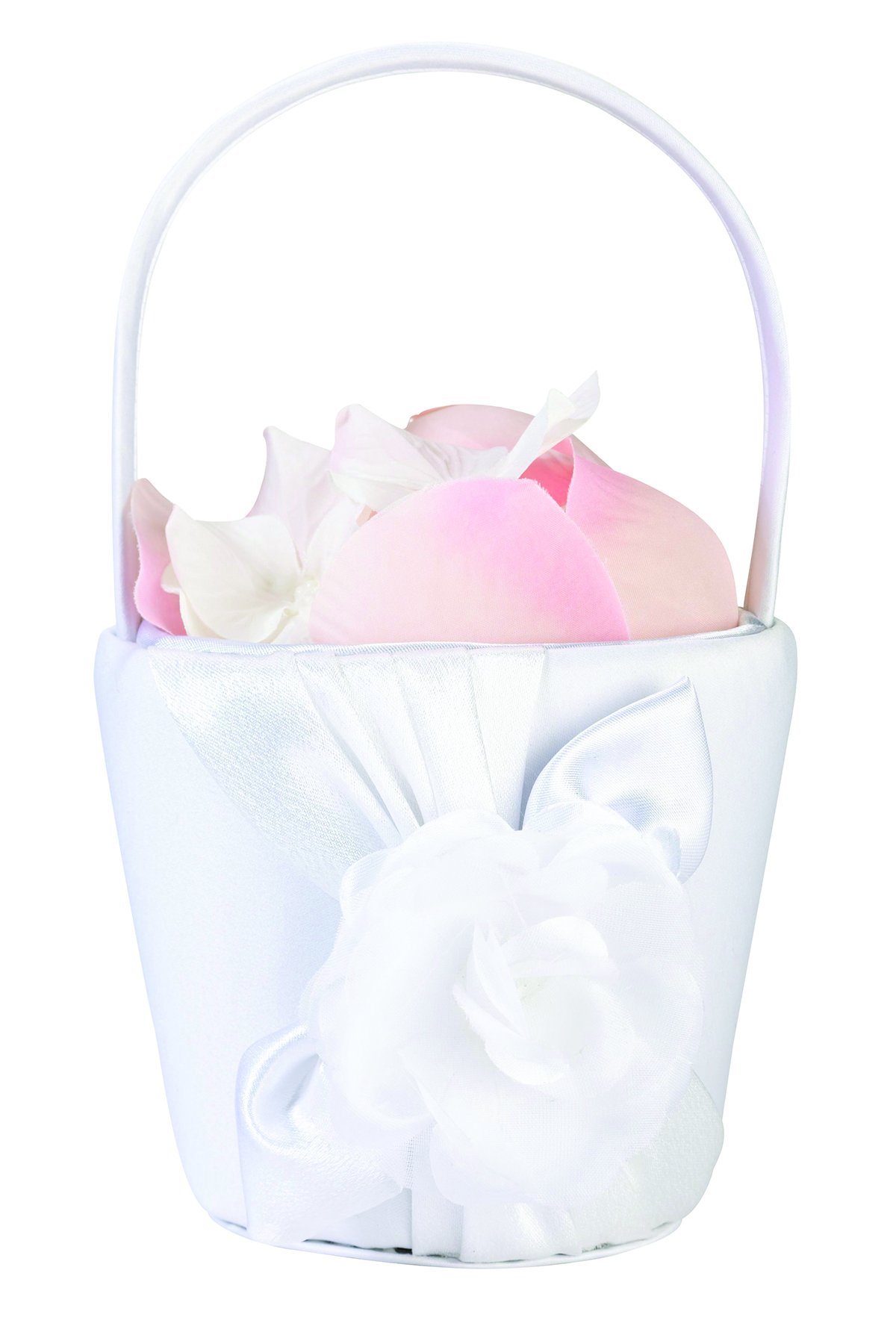 Lillian Rose Flower Basket - 7.75 Inch White Floral Decorative Basket for Home Decor, Wedding Centerpiece, Gift Wrapping | Also Available in Taupe