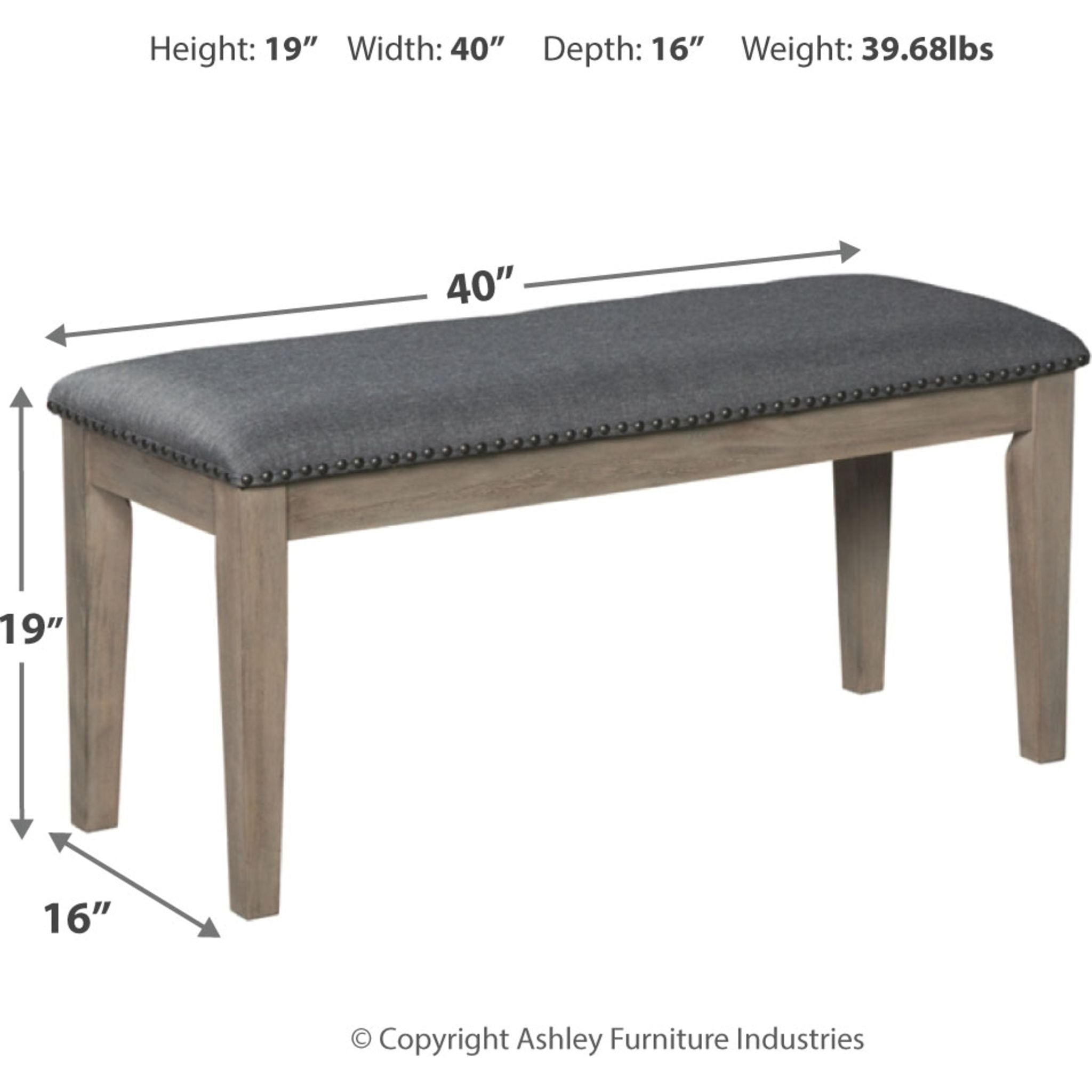 Aldwin Bench - Modern Gray Wooden Bench with Sturdy Metal Legs (D617 00) - Perfect for Entryway, Living Room, or Bedroom Seating
