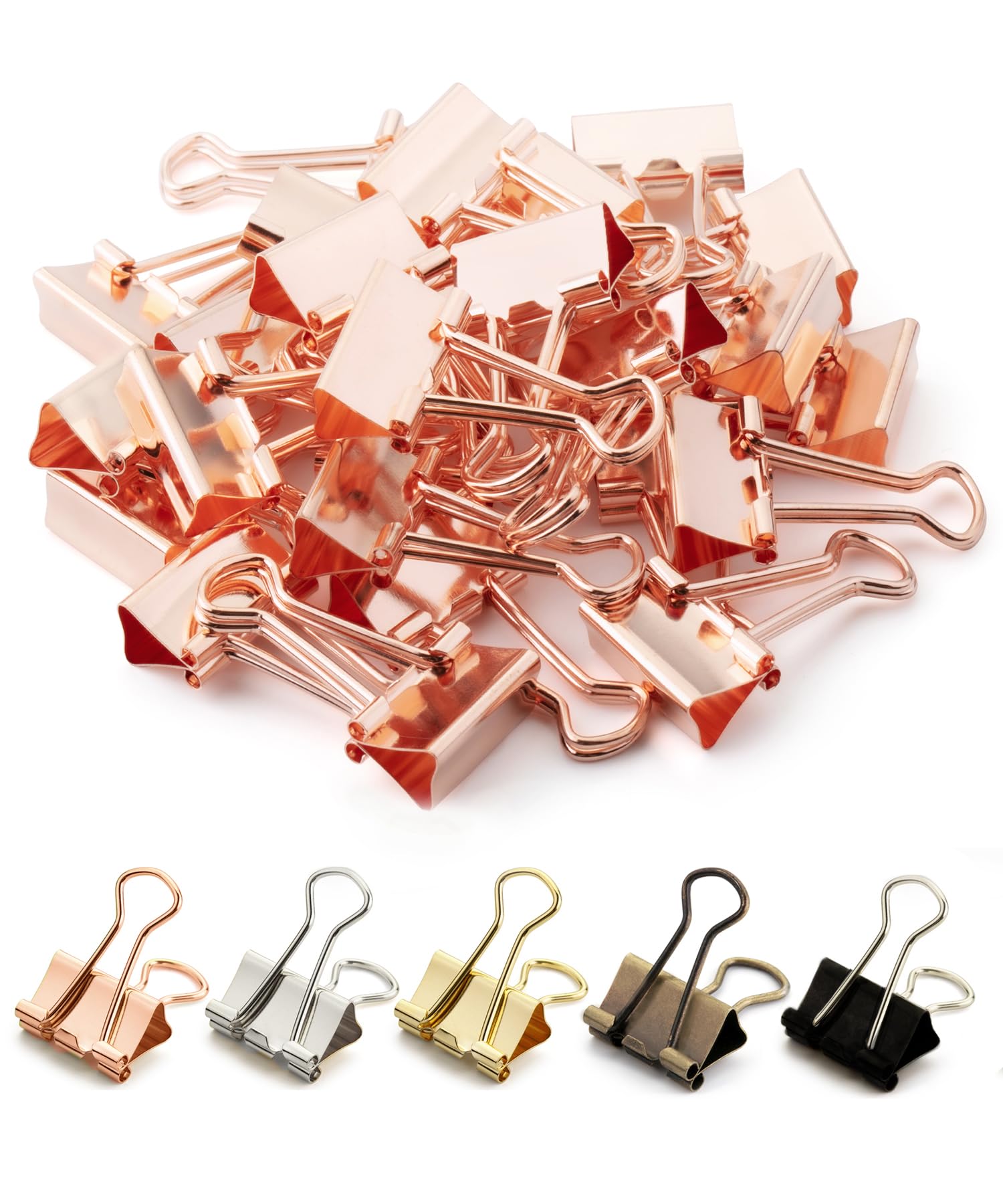 Mr. Pen- 50 Pack Rose Gold Small Binder Clips (0.75 Inch) - Mini Office Paper Clips for Organizing Documents, School Supplies, Craft Projects & Bulletin Boards